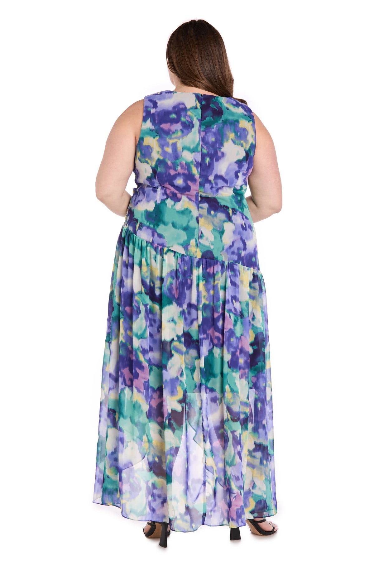 R&M Richards 4050W Plus Size High Low Printed Dress