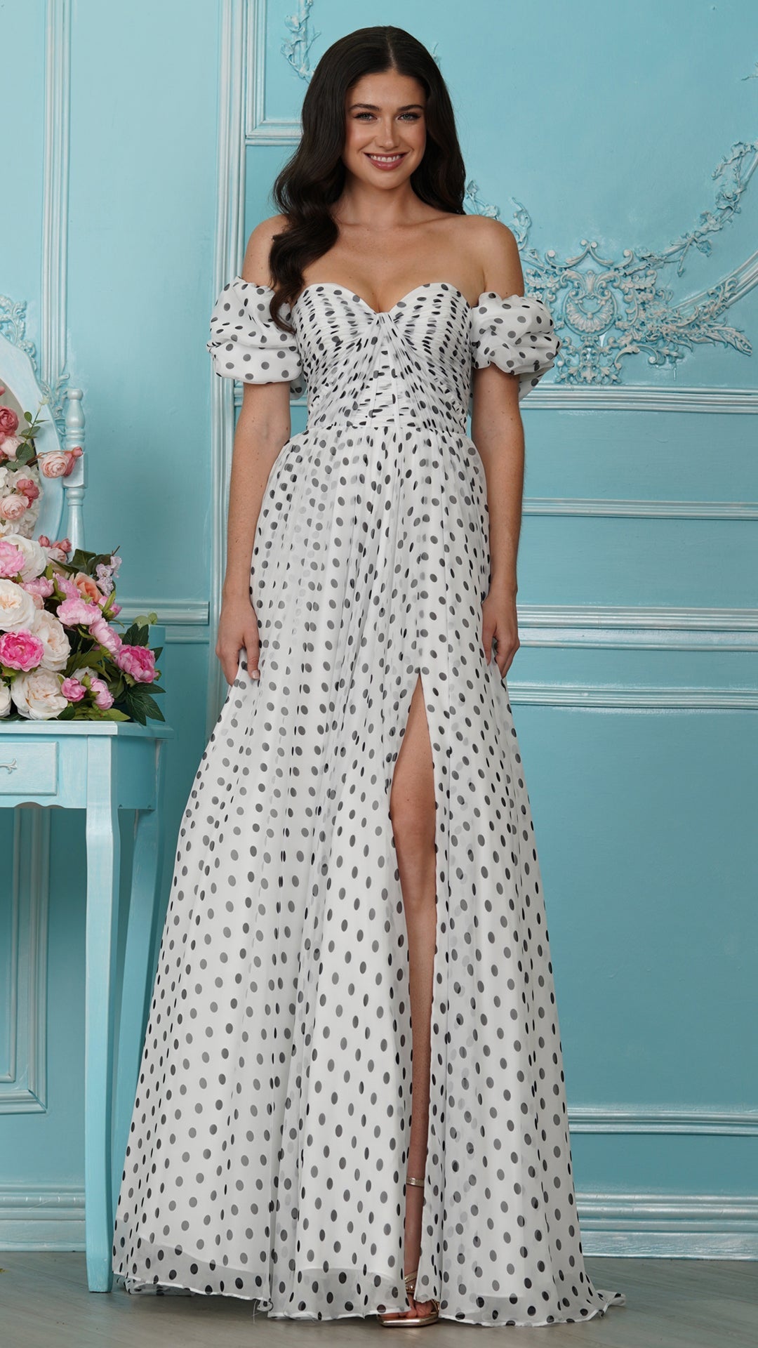 Strapless Curved Neck Floor-Length Chiffon Formal A-Line Colors 4053