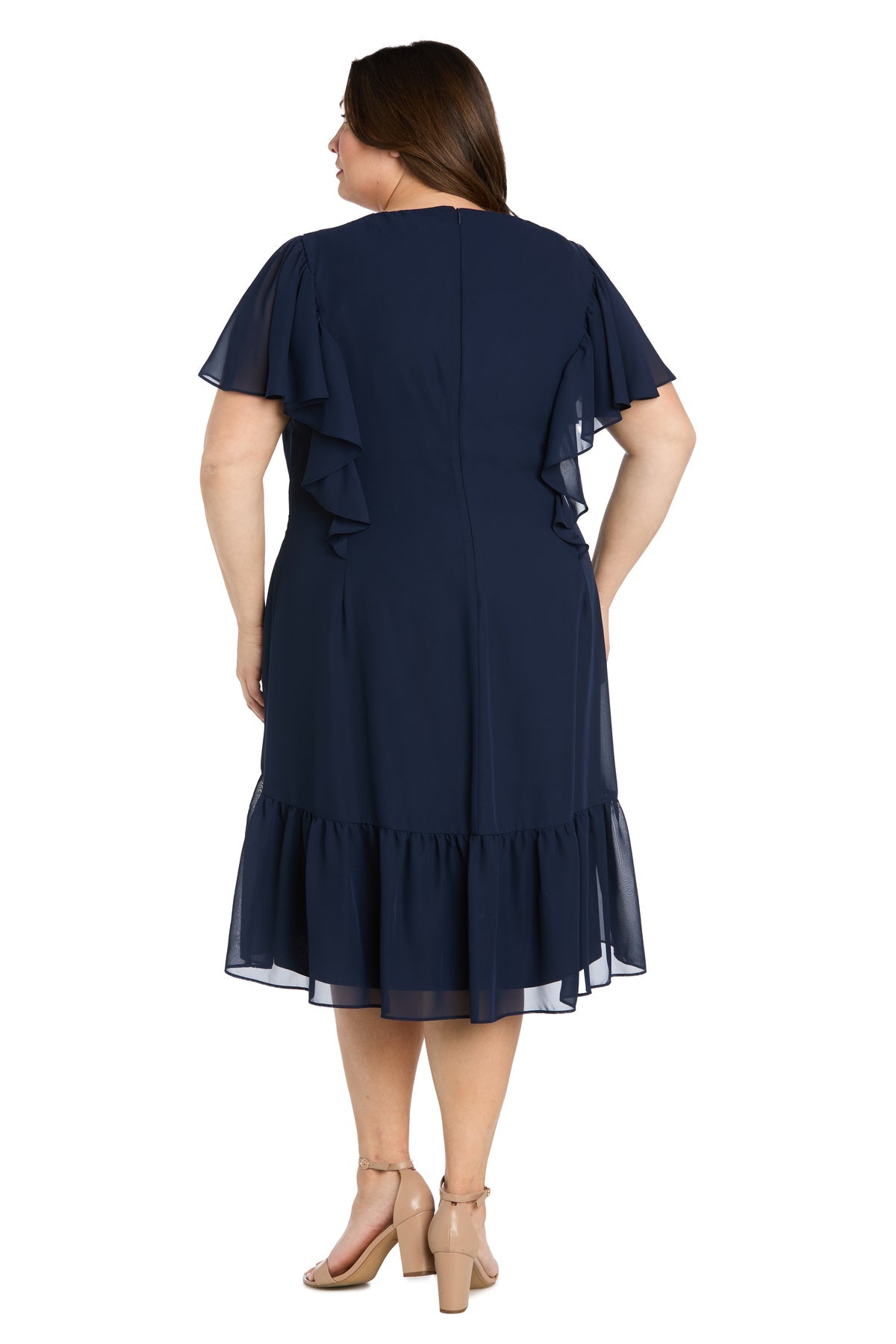 R&M Richards 4054W Short Floral Midi Cocktail Plus Size Dress