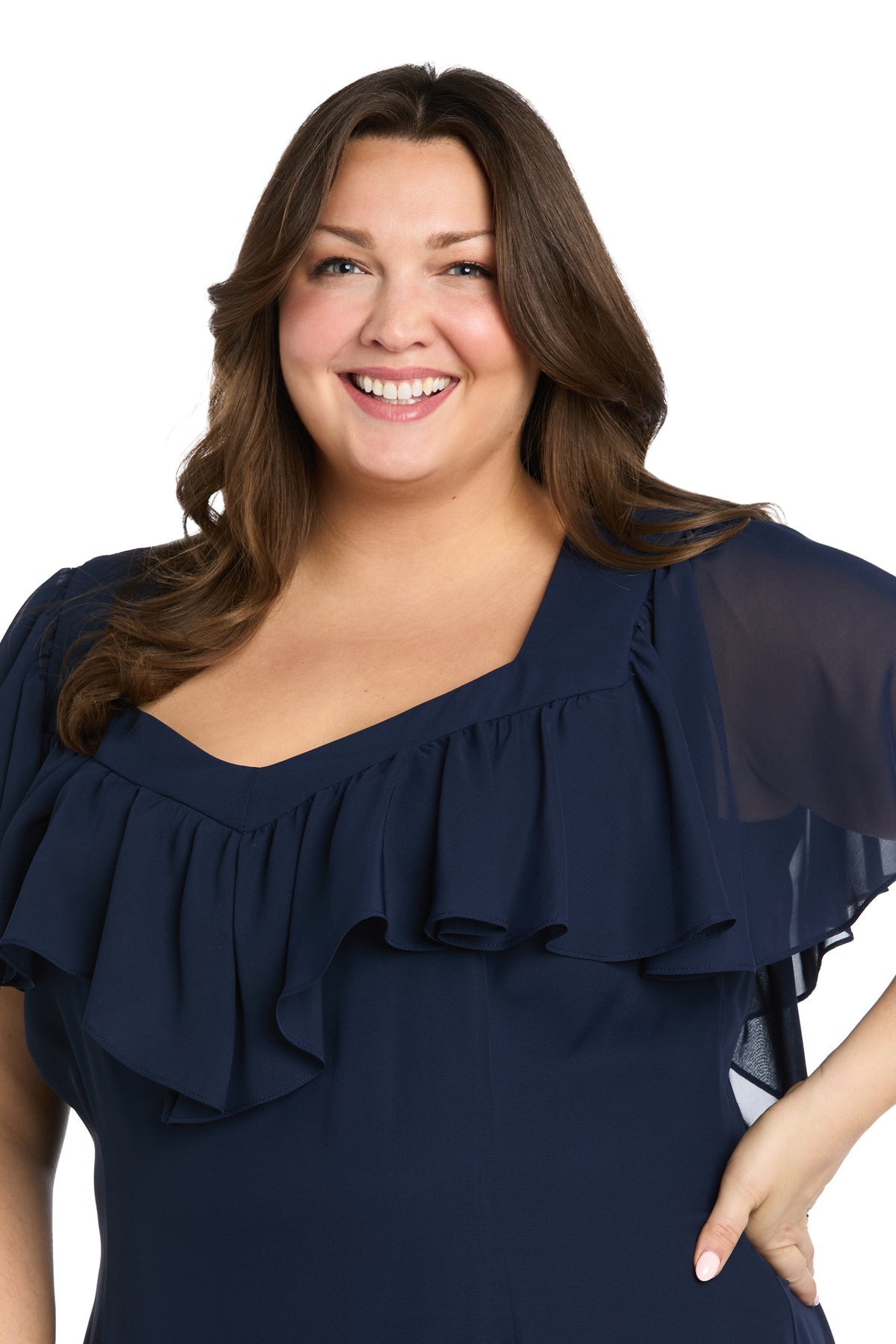 R&M Richards 4054W Short Floral Midi Cocktail Plus Size Dress