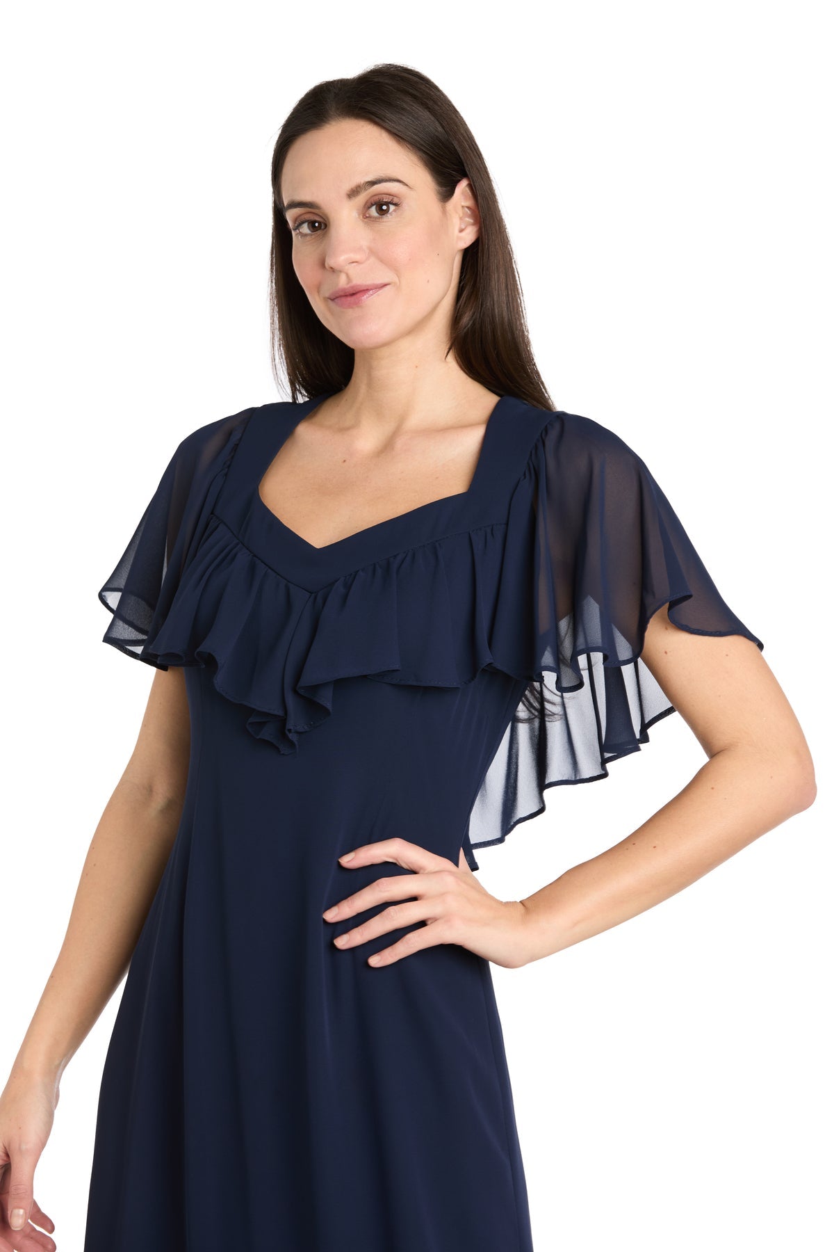 R&M Richards 4054P Short Cocktail Floral Caplet Midi Length Petite Dress