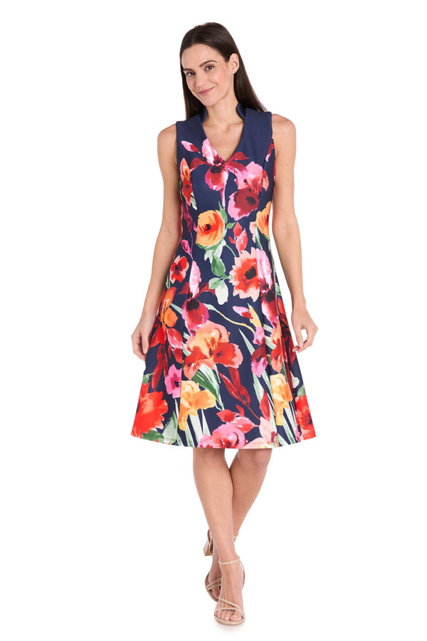 Floral Print Short Dress Cocktail R&M Richards 4056