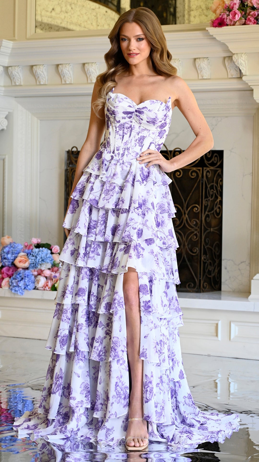Strapless Curved Neck Floor-Length Chiffon Occasion A-Line Colors 4060