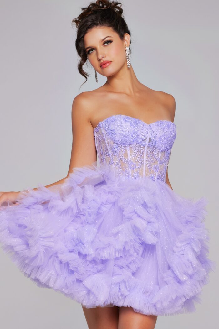 Cocktail Dresses A Line Short Ruffle Homecoming Cocktail Dress Lilac