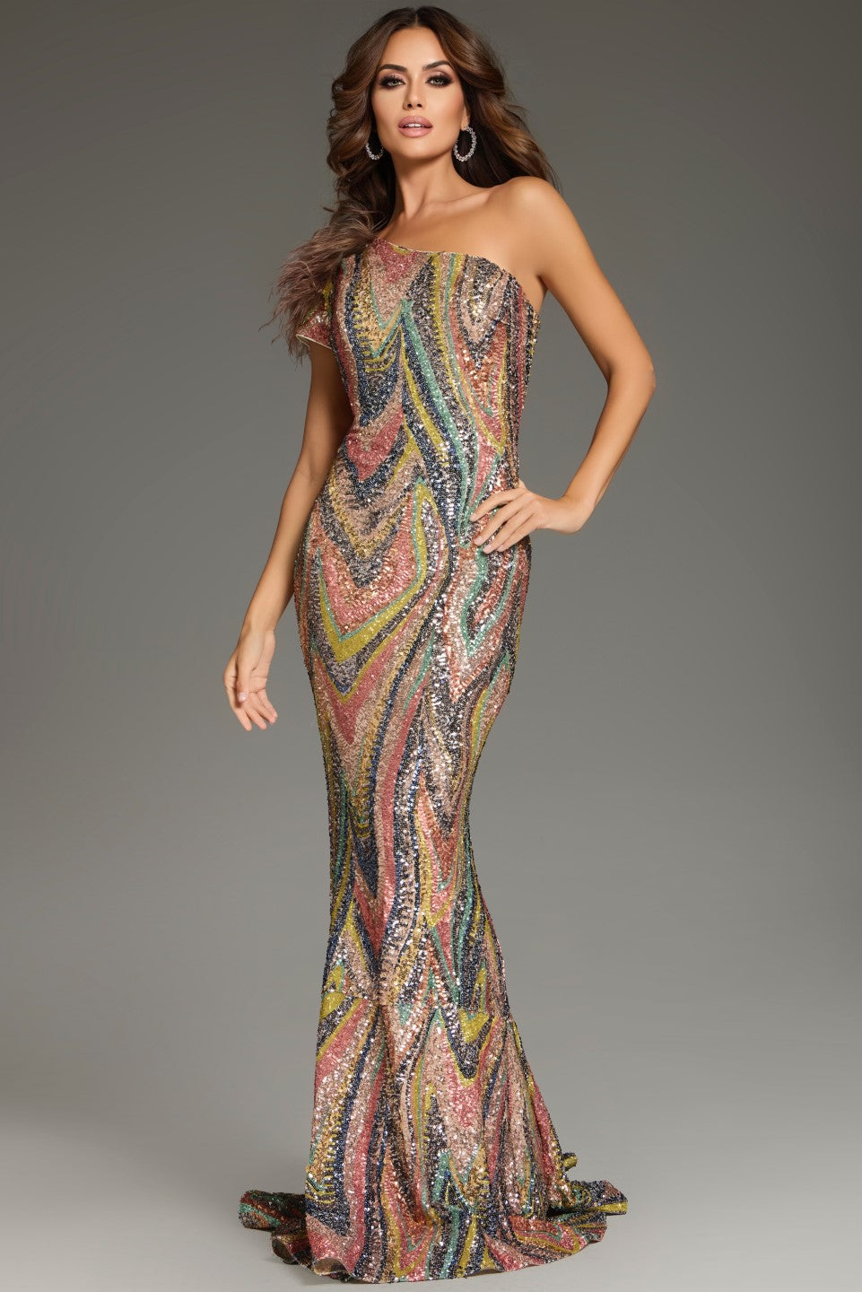 Jovani 40666 Fitted Long Formal Sequin Prom Dress