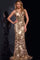 Prom Dresses Formal Long Beaded Sequins Evening Prom Dress Gold