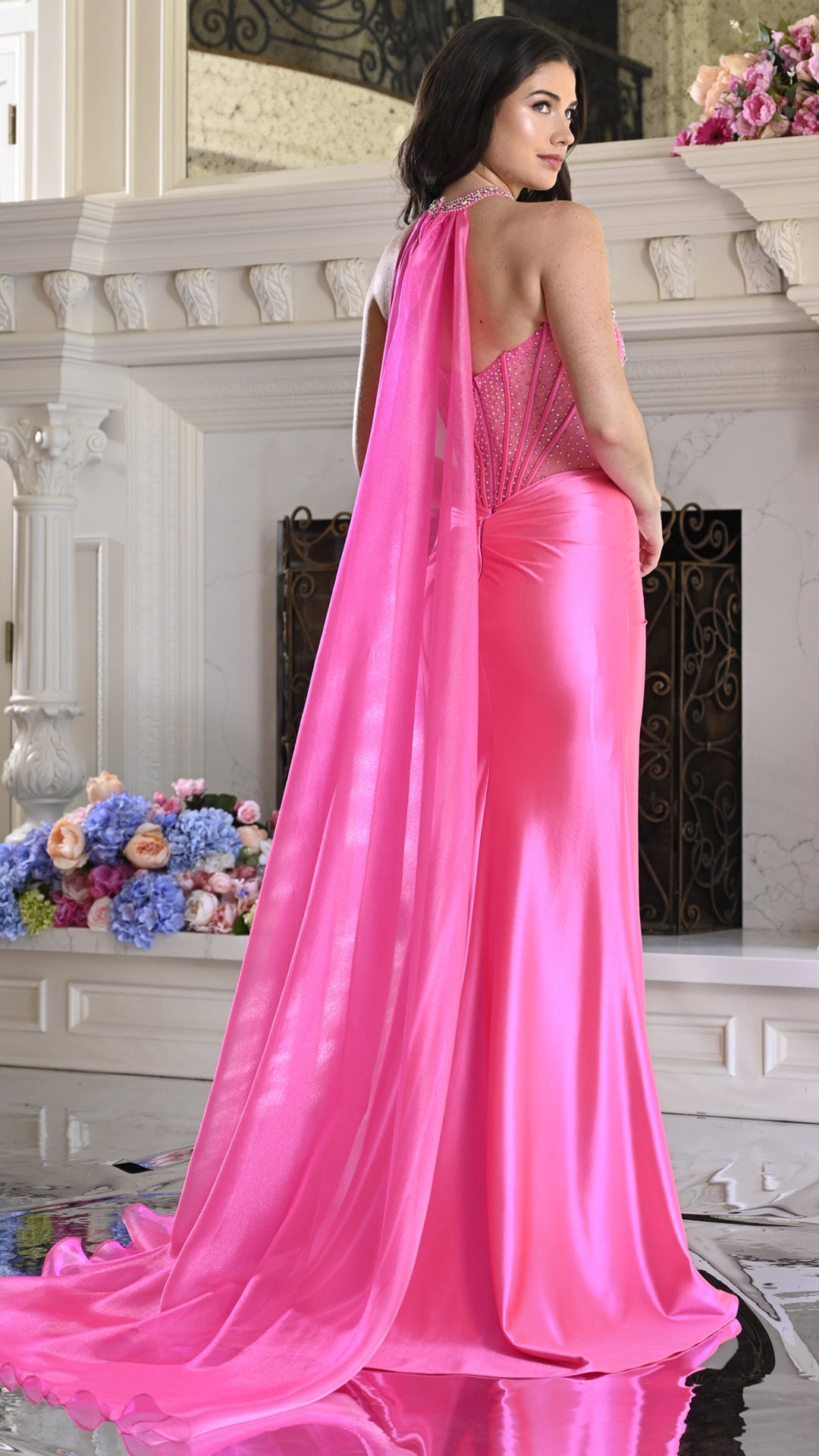 Strapless Curved Neck Floor-Length Satin Occasion Mermaid/Trumpet Colors 4067