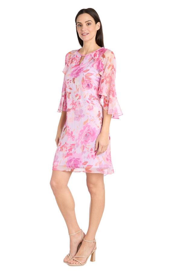 Ruffle Floral Dress Cocktail R&M Richards 4071P