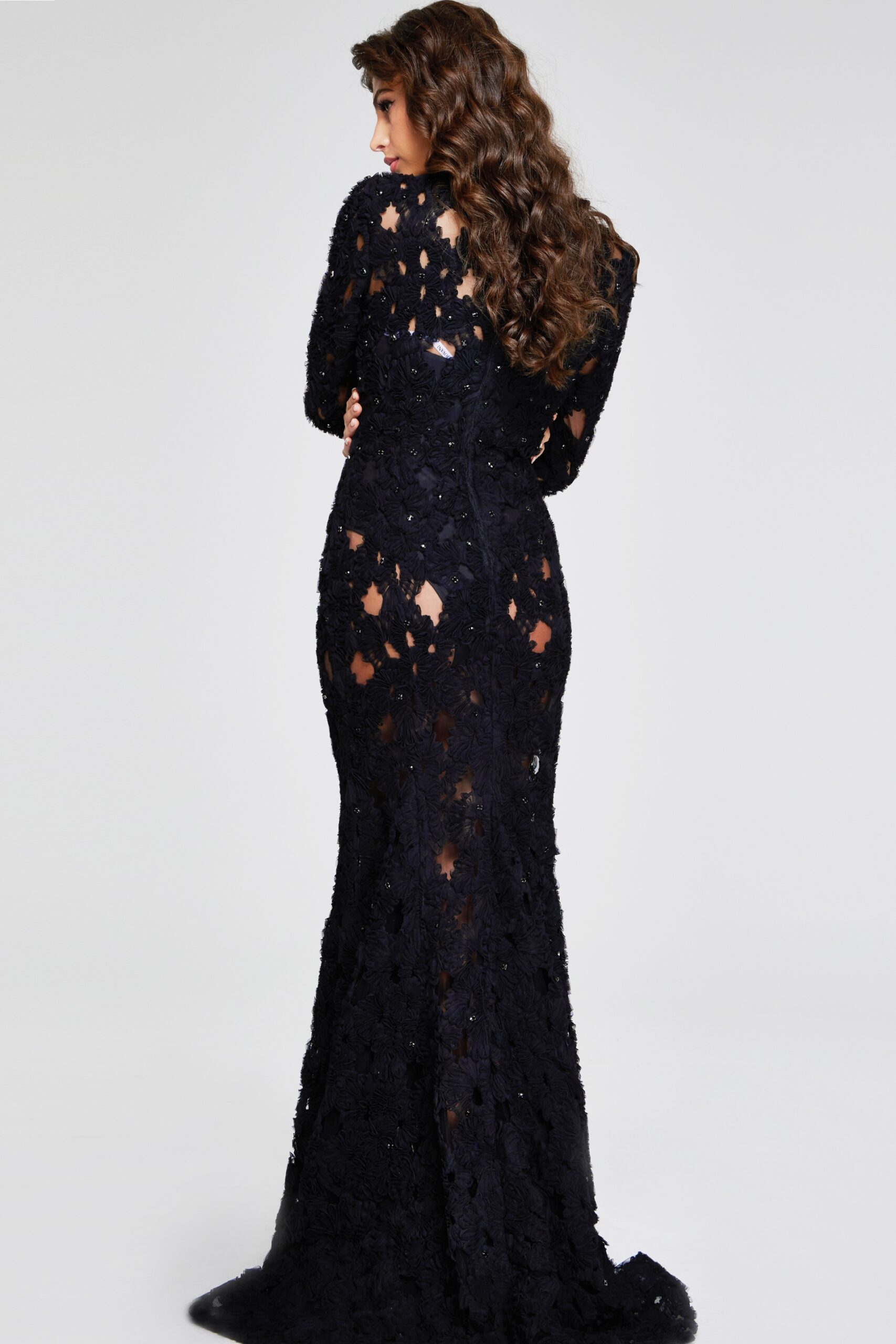Formal Dresses Long Sleeve Mermaid Formal Lace Dress Black