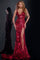 Prom Dresses Formal Long Fitted Sequin Floral Applique Prom Dress Burgundy