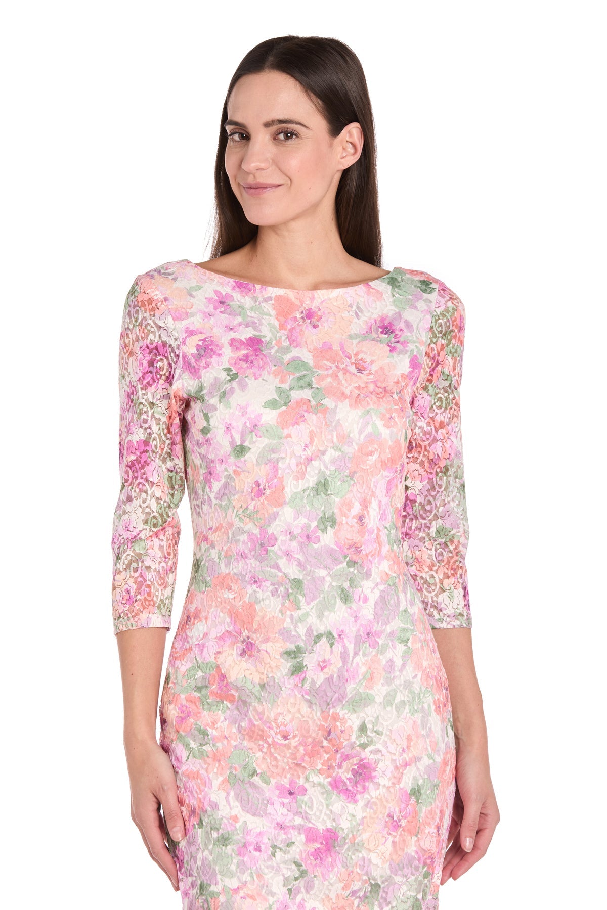 Cocktail Dresses Fitted Short Floral Lace Cocktail Dress Ivory/Blossom
