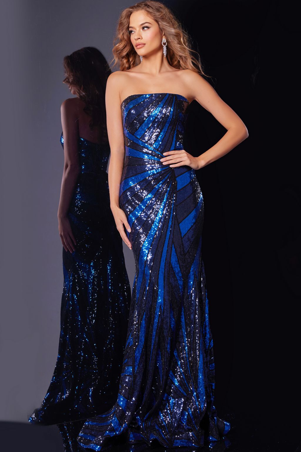Jovani 40765 Prom Long Metallic Sequins Mermaid Formal Dress