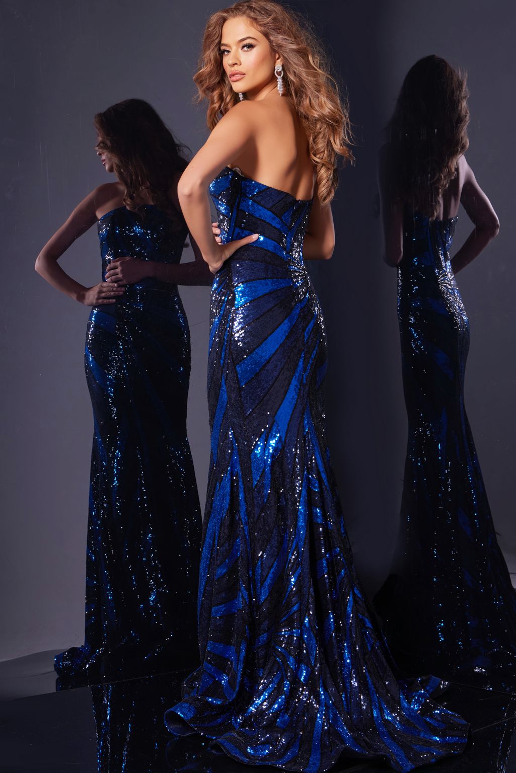 Jovani 40765 Prom Long Metallic Sequins Mermaid Formal Dress