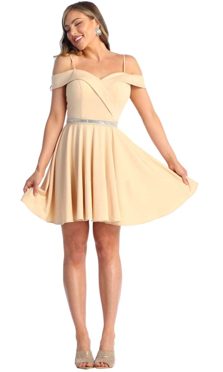 Off-the-Shoulder Mini/Short Chiffon Cocktail A-Line May Queen 1916