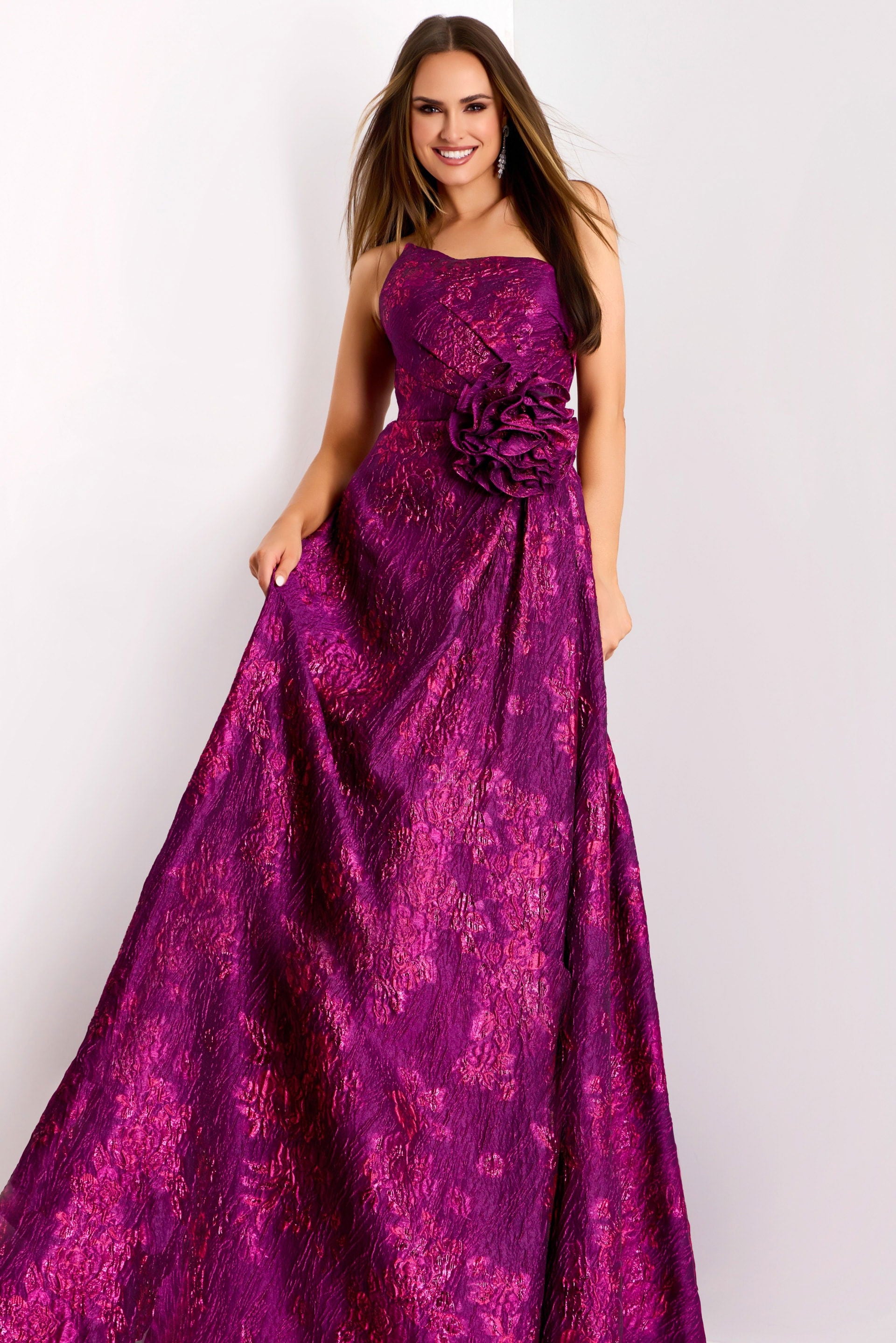 Prom Dresses Long Formal A Line Floral Evening Prom Dress Jovani 40780 Fuchsia