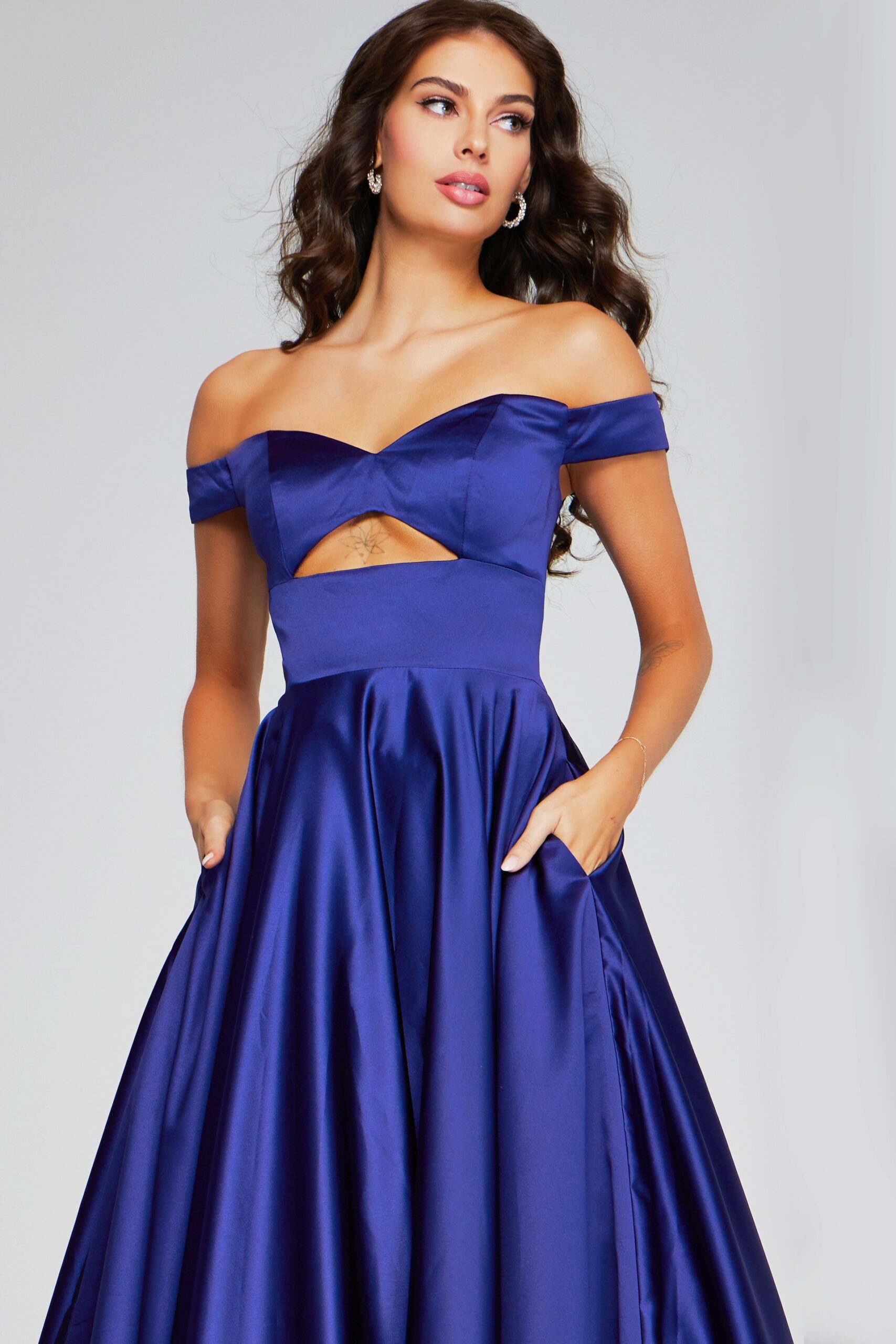 Jovani 40787 A Line Formal Long Ball Gown Pocket Prom Dress