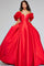 Prom Dresses Long Ball Gown Floral Puff Sleeves Prom Dress Red