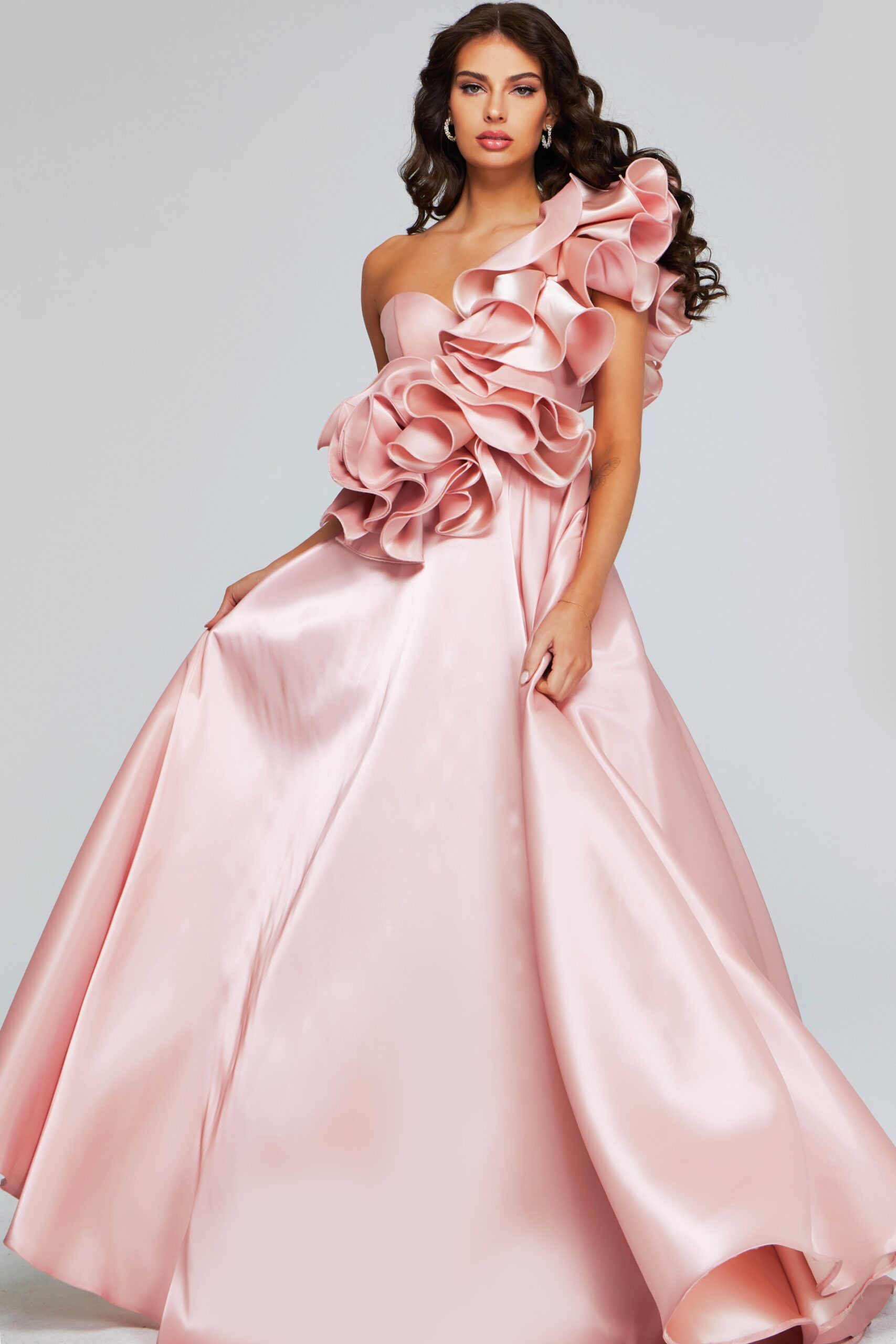 Jovani 40796 A Line Long Formal Ruffled Prom Dress