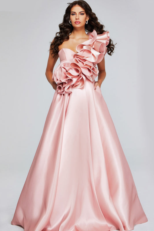 Prom Dresses A Line Long Formal Ruffled Prom Dress Blush