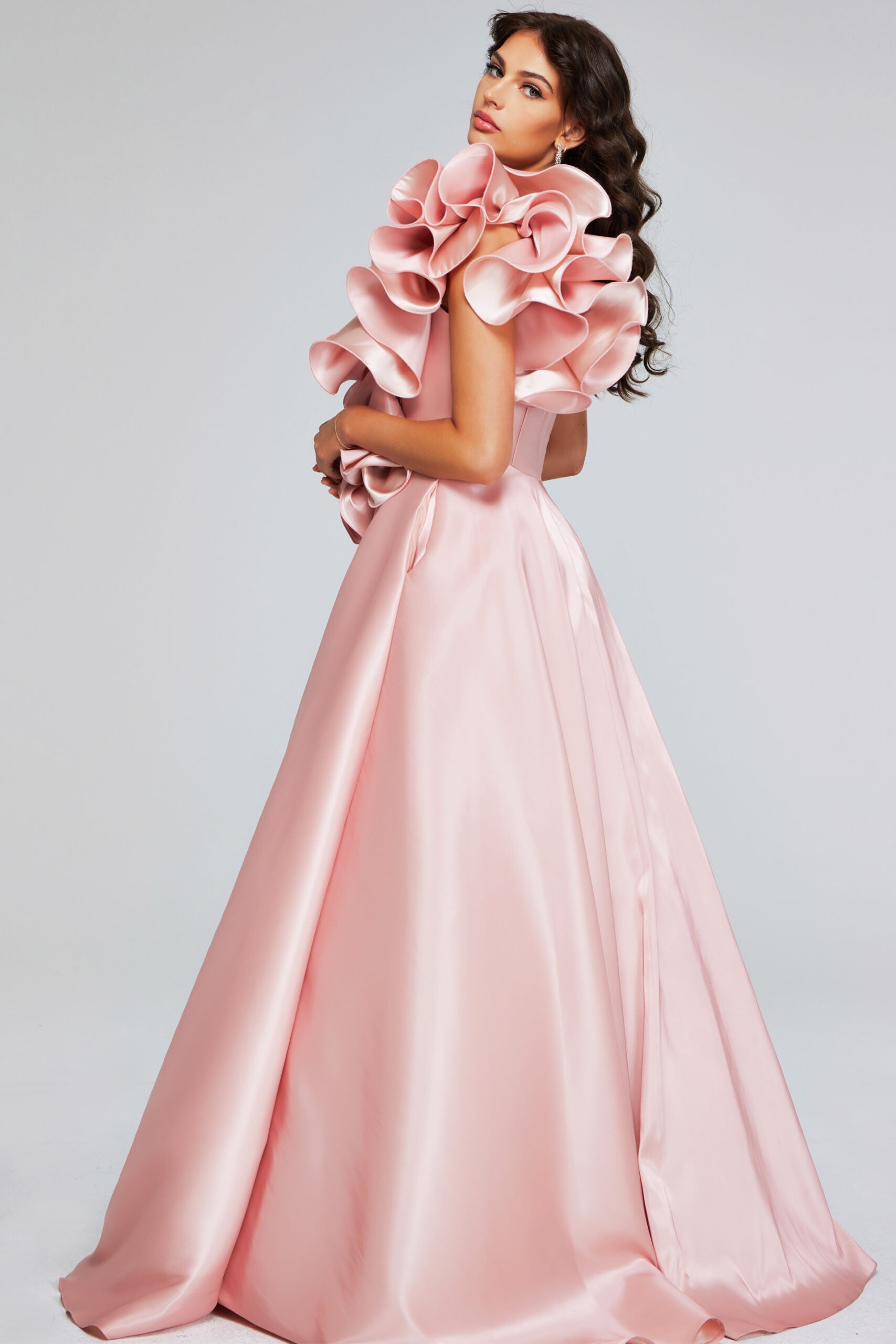 Prom Dresses A Line Long Formal Ruffled Prom Dress Blush