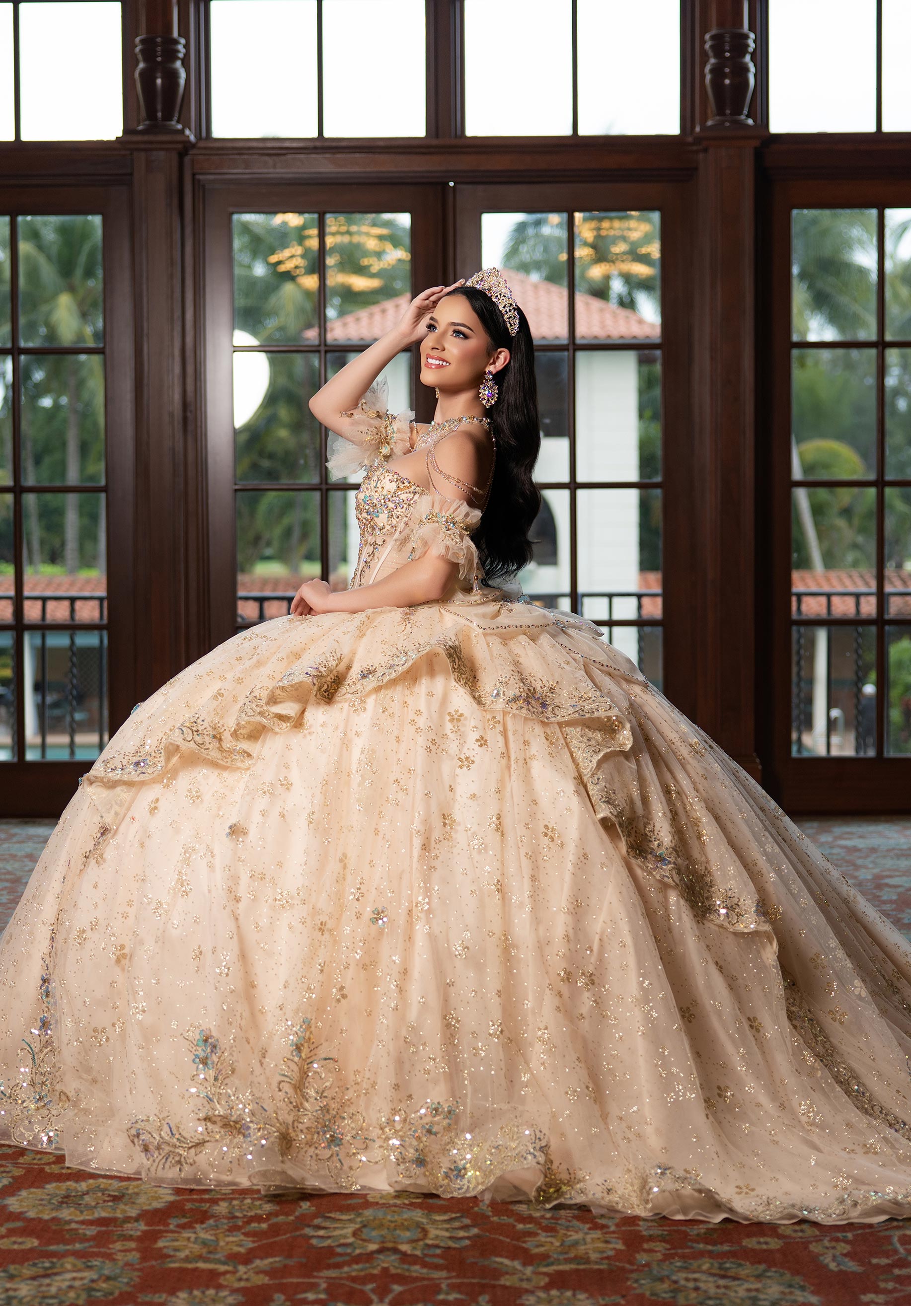 Sweetheart Floor-Length Tulle Quinceañera Ball Gown MGNY Madeline Gardner New York 4080002