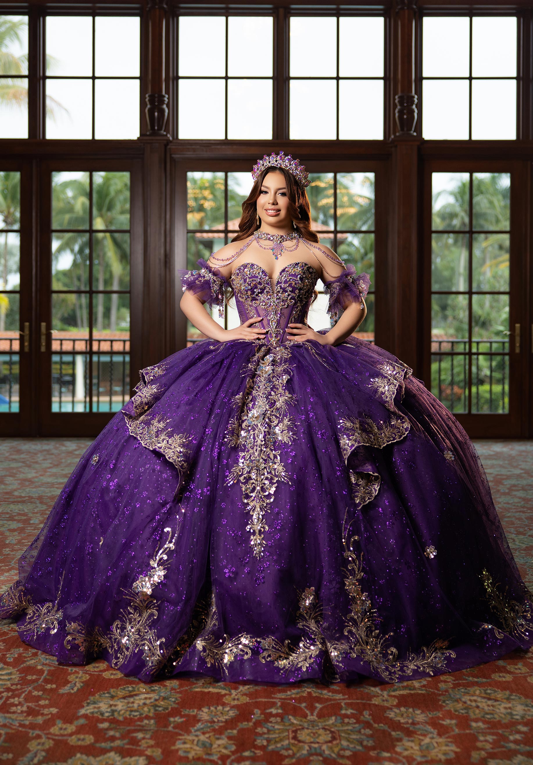 Sweetheart Floor-Length Tulle Quinceañera Ball Gown MGNY Madeline Gardner New York 4080002