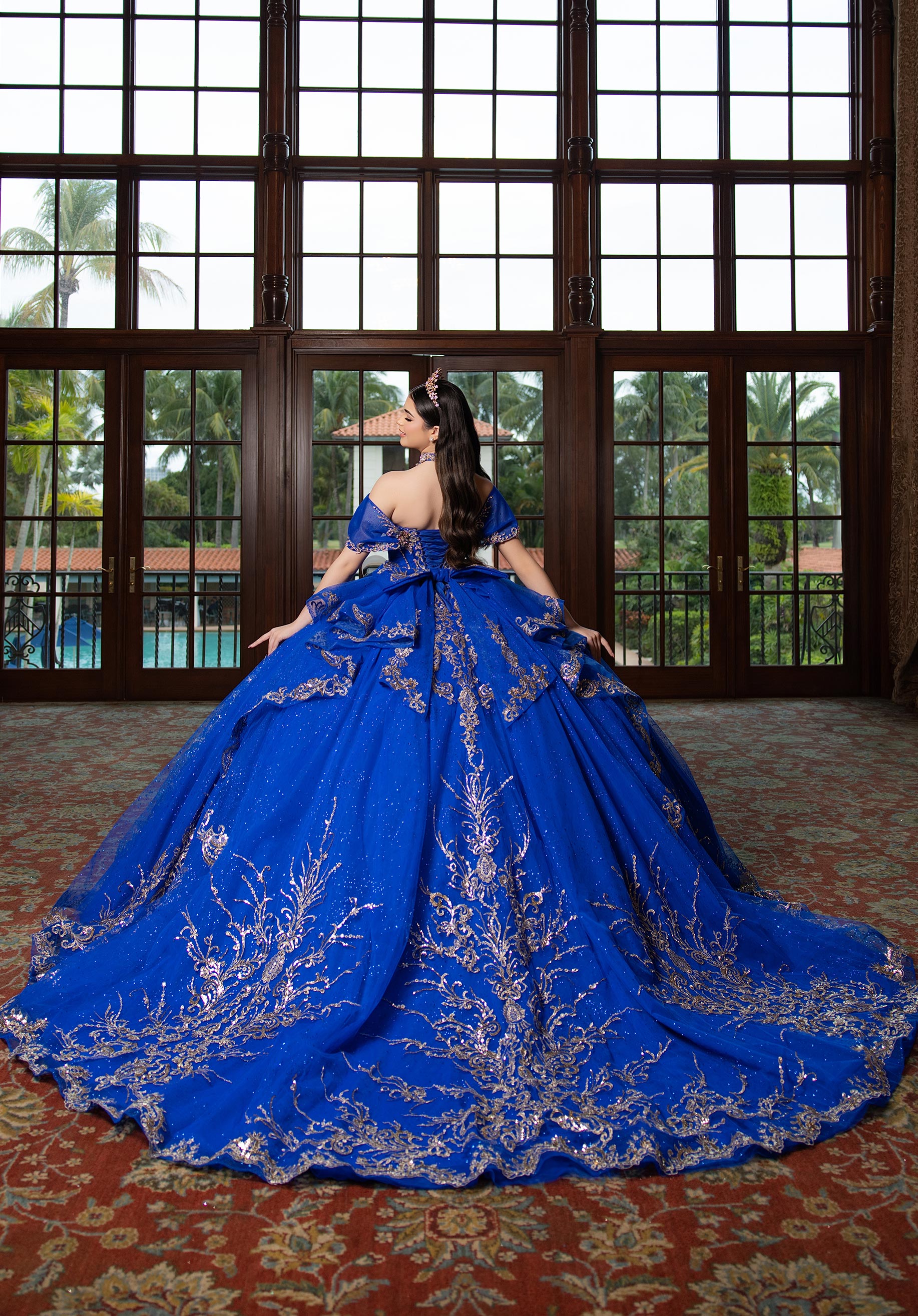 Off-the-Shoulder Floor-Length Tulle Quinceañera Ball Gown MGNY Madeline Gardner New York 4080003