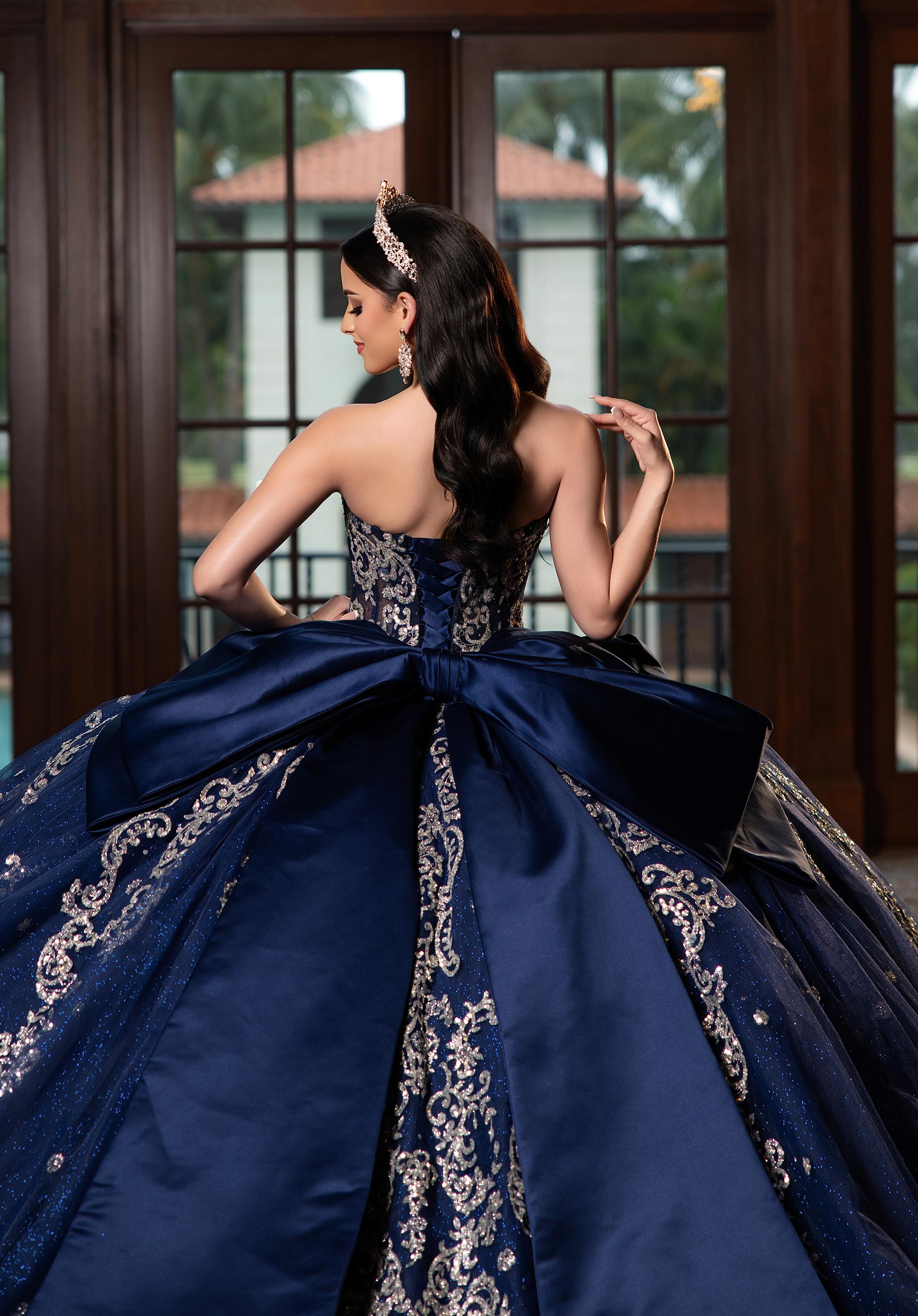 Strapless Curved Neck Floor-Length Tulle Quinceañera Ball Gown MGNY Madeline Gardner New York 4080008