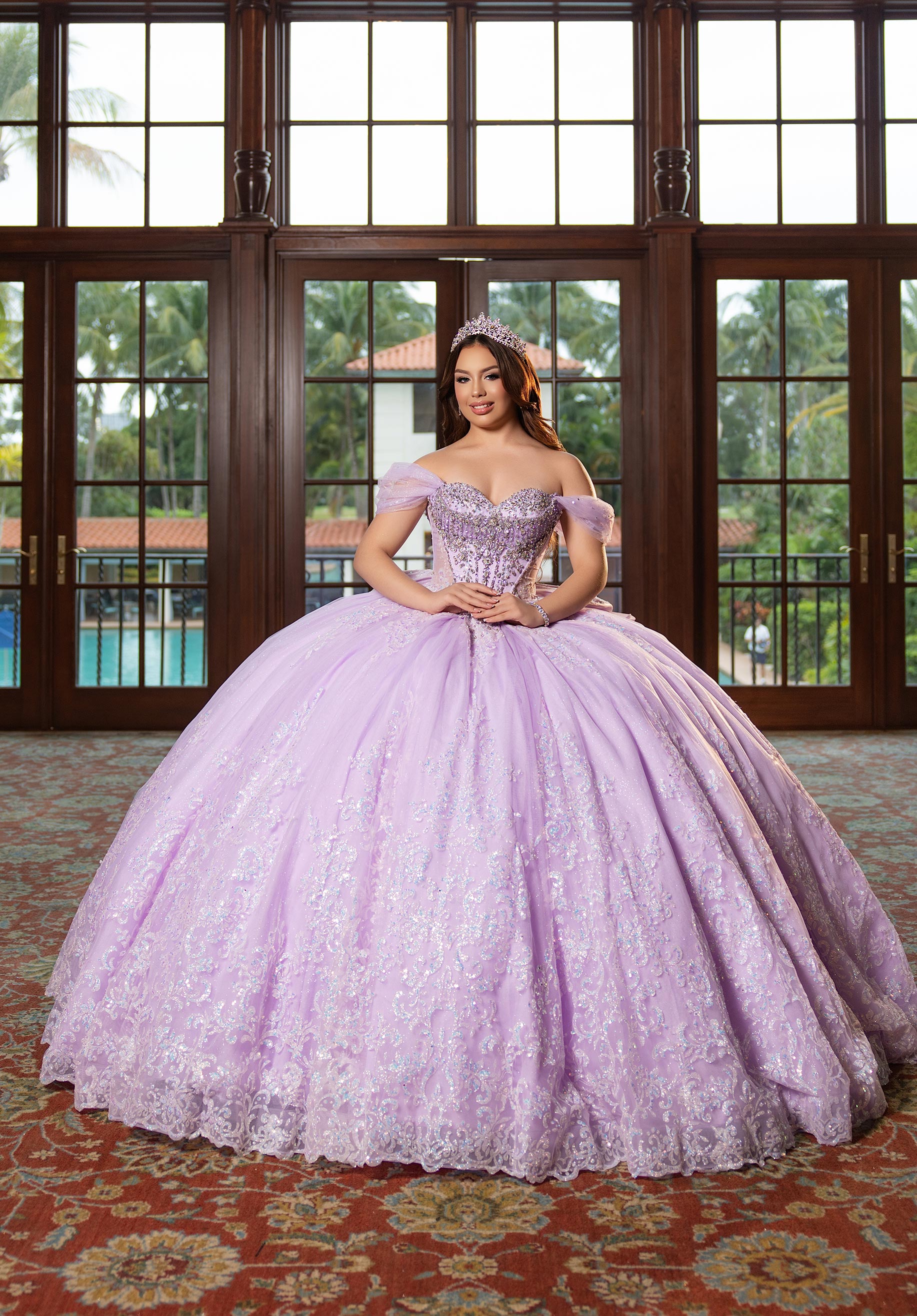 Sweetheart Floor-Length Tulle Quinceañera Ball Gown MGNY 4080013