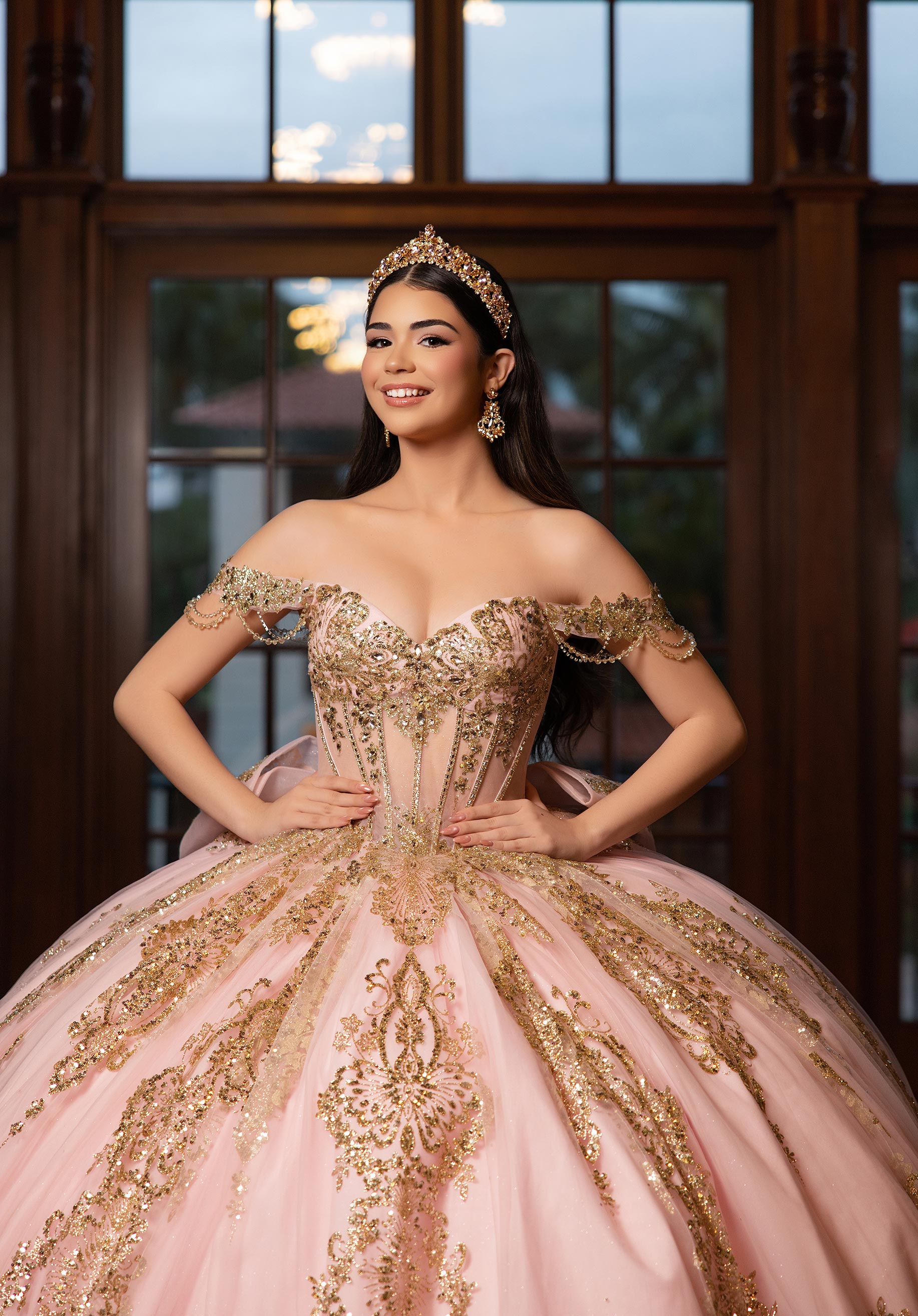 Strapless Curved Neck Floor-Length Tulle Quinceañera Ball Gown MGNY Madeline Gardner New York 4080021
