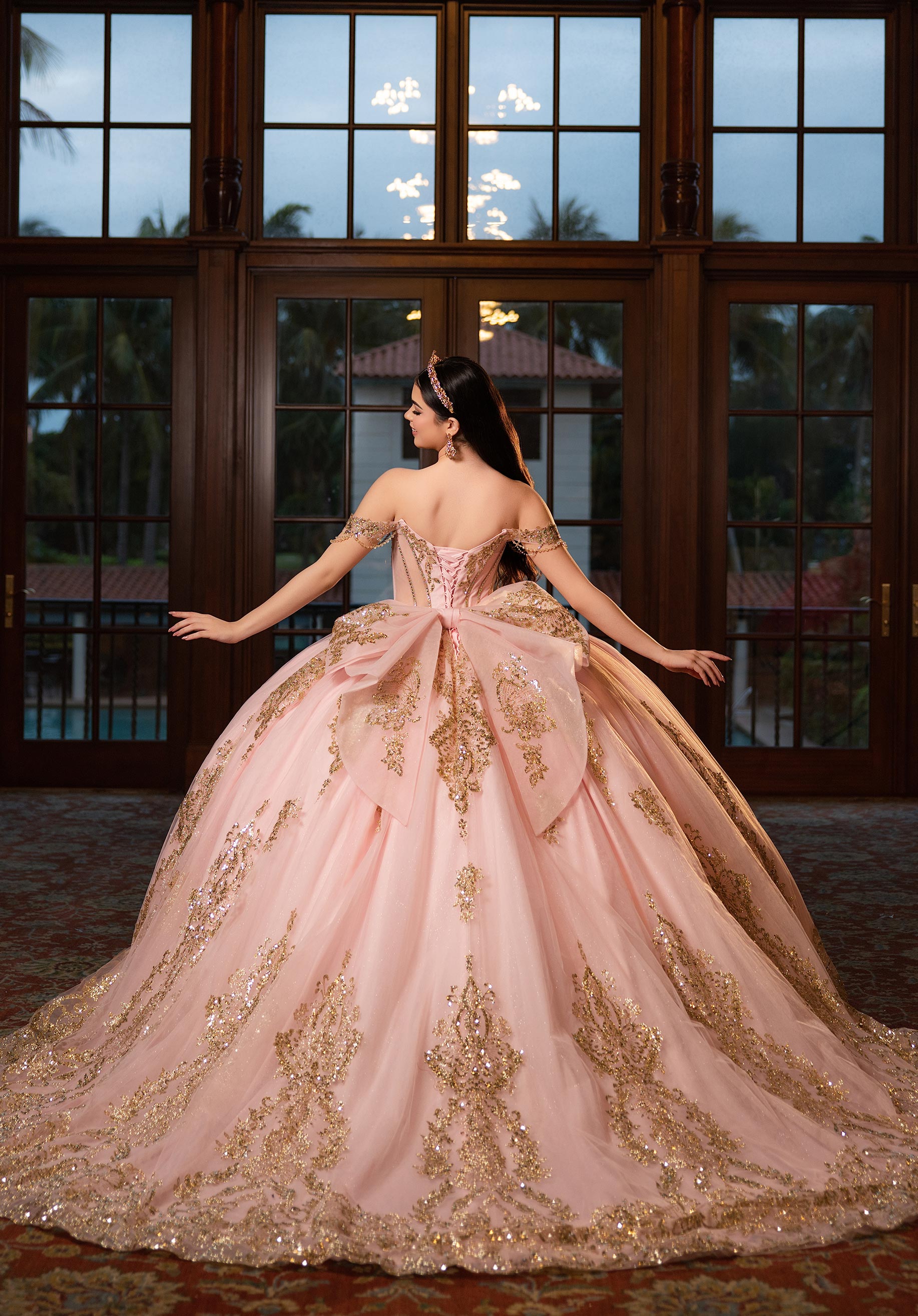 Strapless Curved Neck Floor-Length Tulle Quinceañera Ball Gown MGNY Madeline Gardner New York 4080021