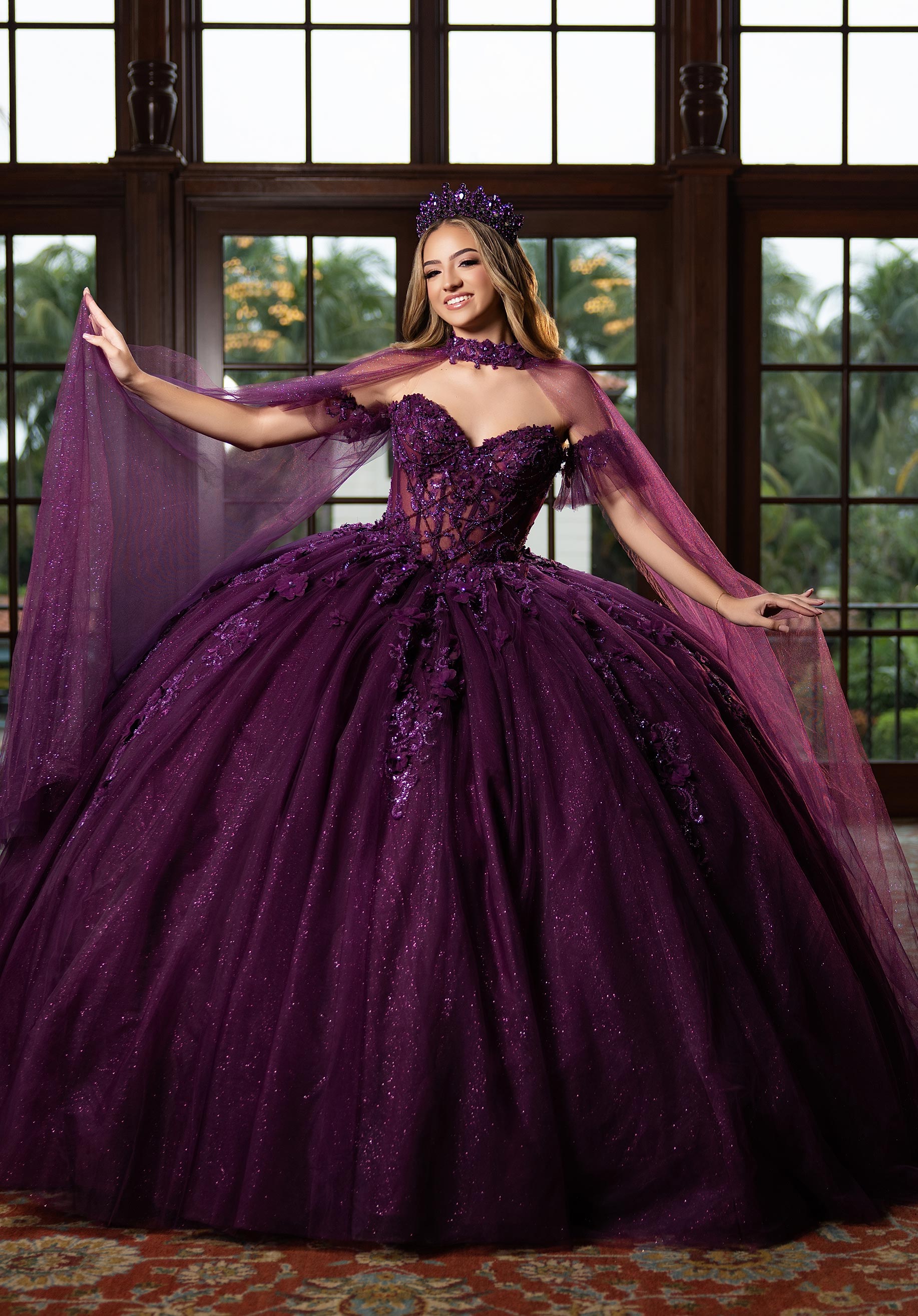 Sweetheart Floor-Length Tulle Quinceañera Ball Gown MGNY Madeline Gardner New York 4080023