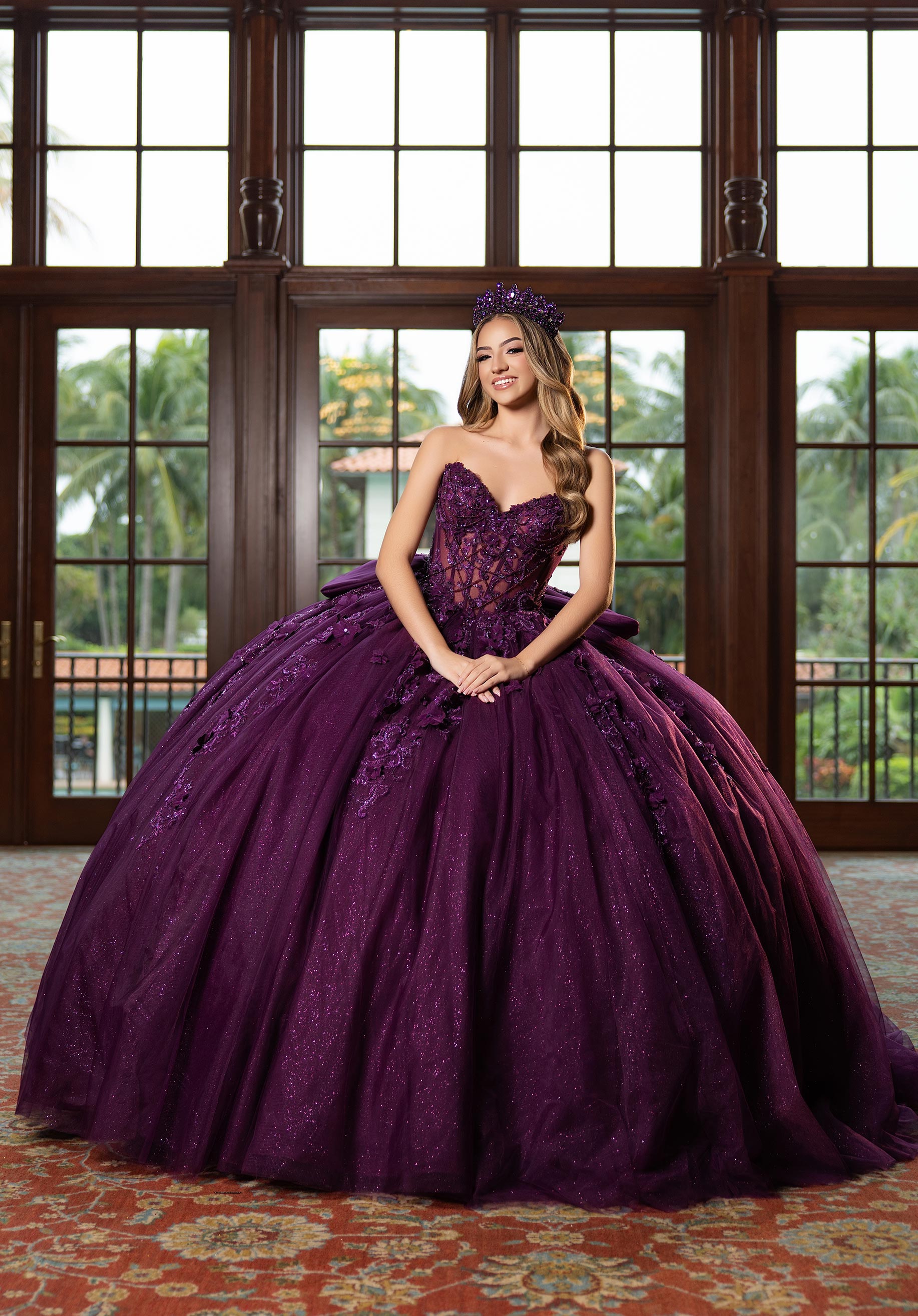 Sweetheart Floor-Length Tulle Quinceañera Ball Gown MGNY Madeline Gardner New York 4080023