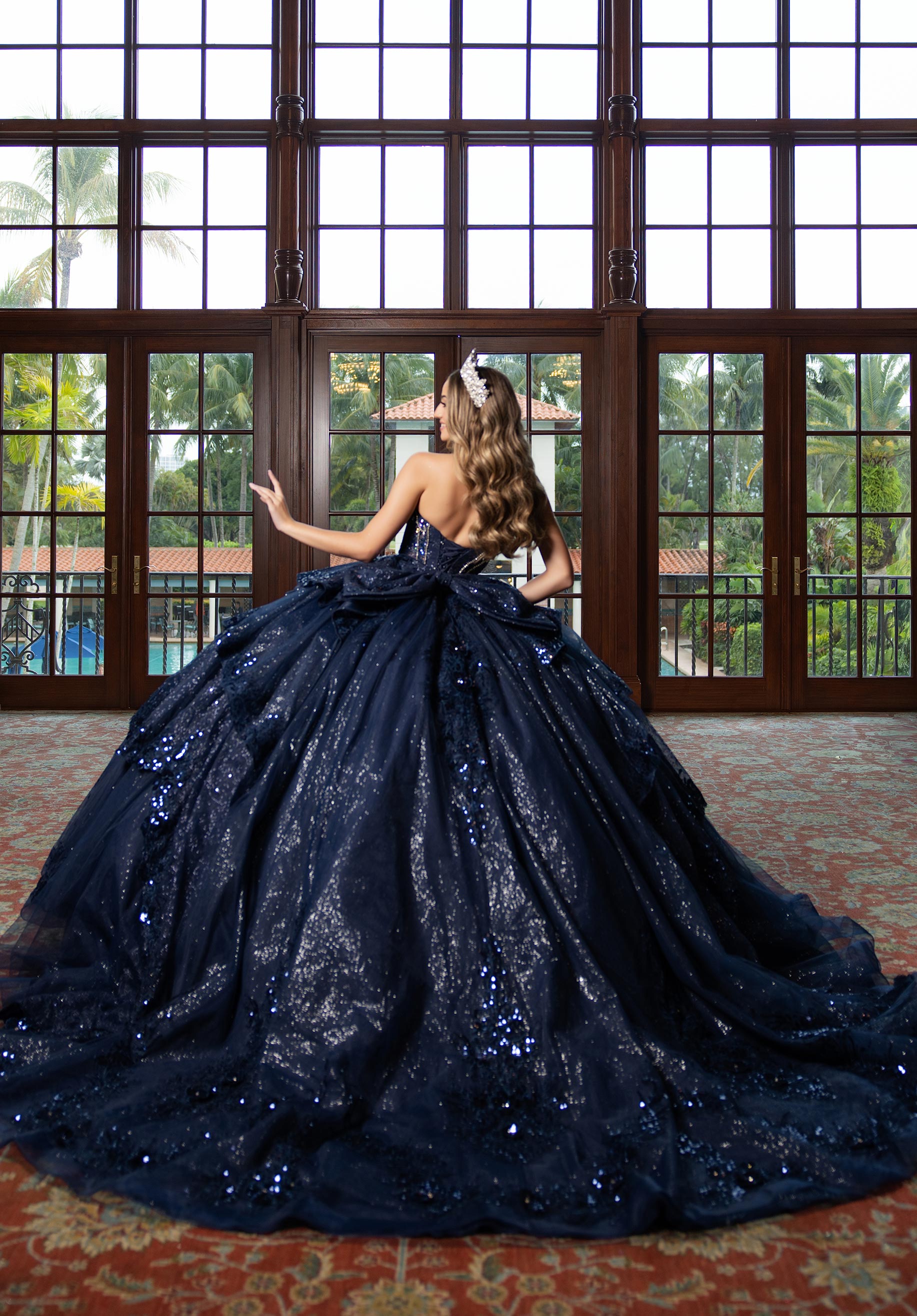 Strapless Curved Neck Floor-Length Tulle Quinceañera Ball Gown MGNY Madeline Gardner New York 4080025