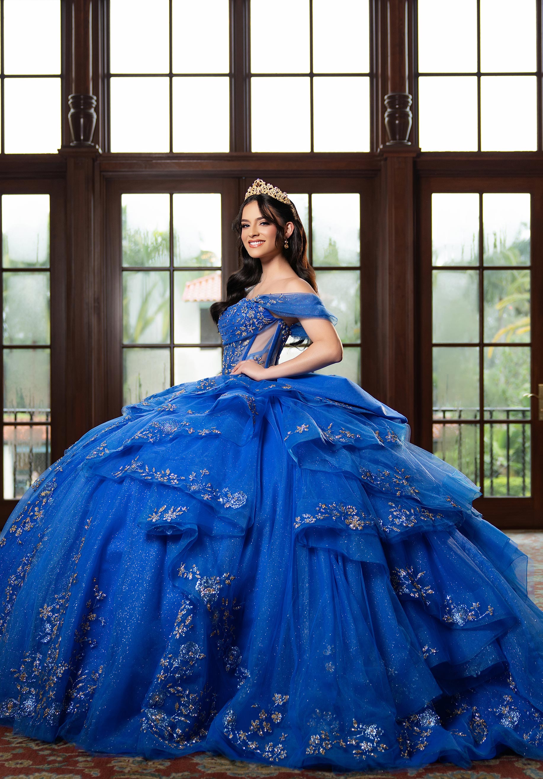 Off-the-Shoulder Floor-Length Tulle Quinceañera Ball Gown MGNY Madeline Gardner New York 4080027