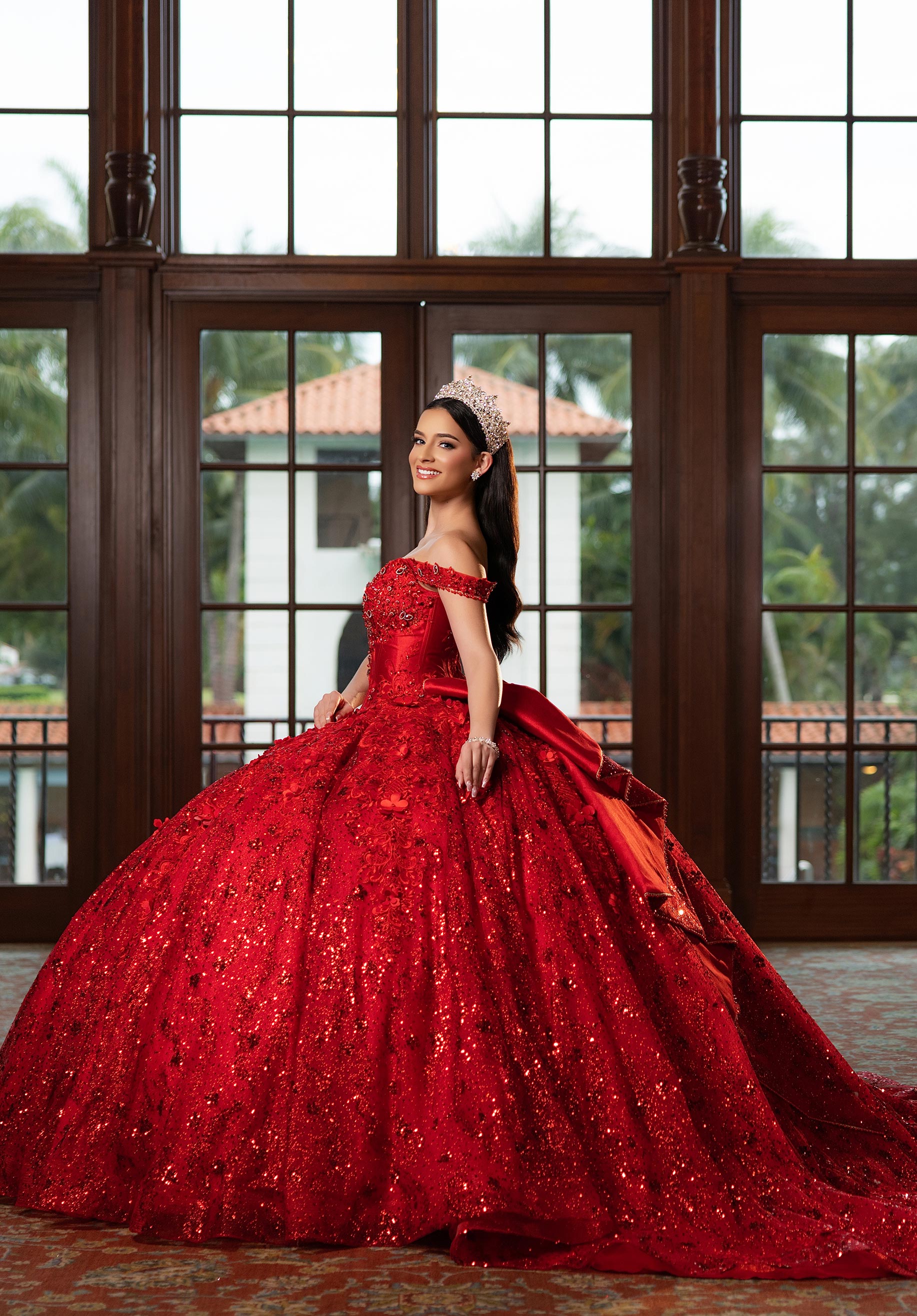 Strapless Curved Neck Floor-Length Tulle Quinceañera Ball Gown MGNY Madeline Gardner New York 4080029