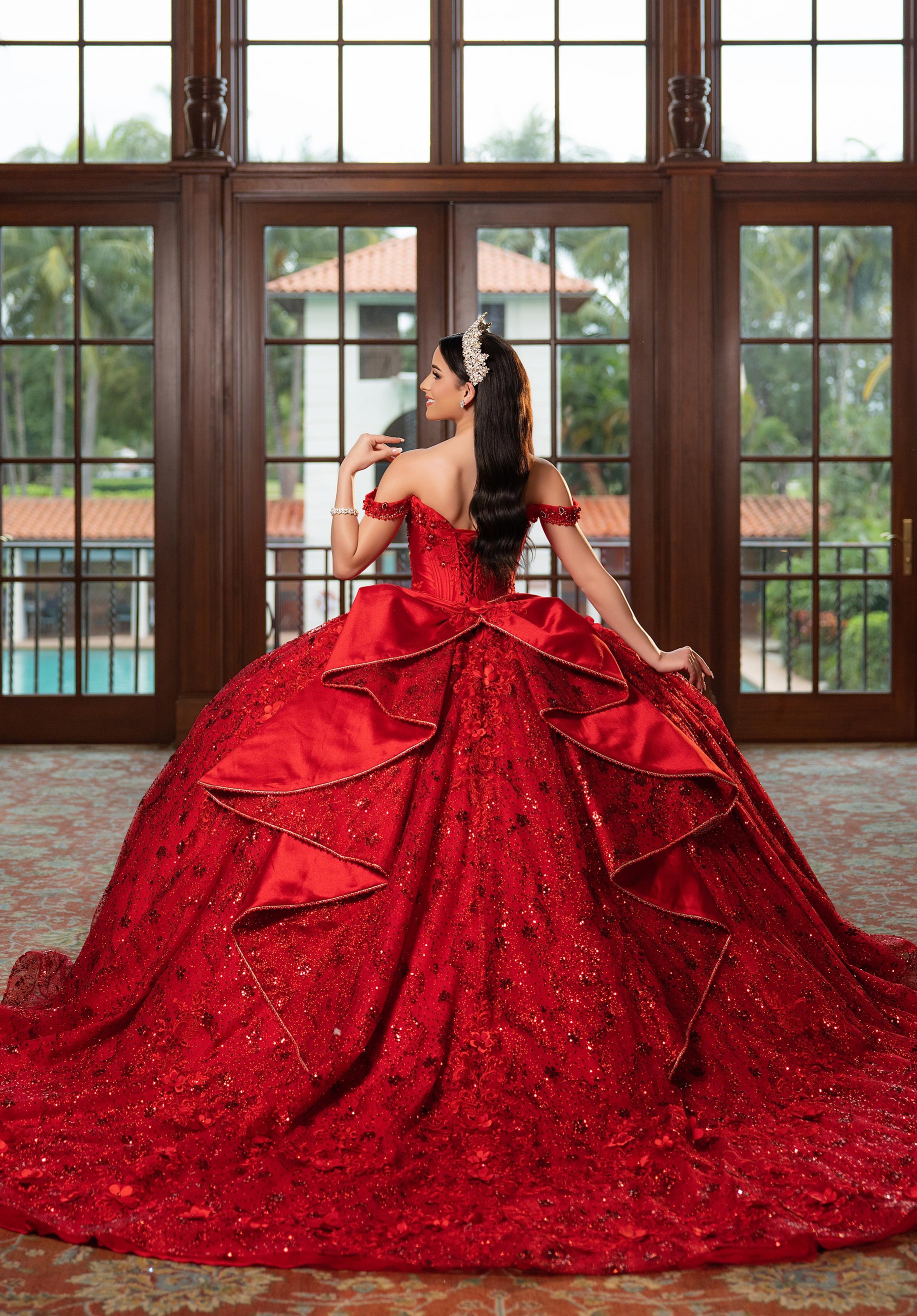 Strapless Curved Neck Floor-Length Tulle Quinceañera Ball Gown MGNY Madeline Gardner New York 4080029