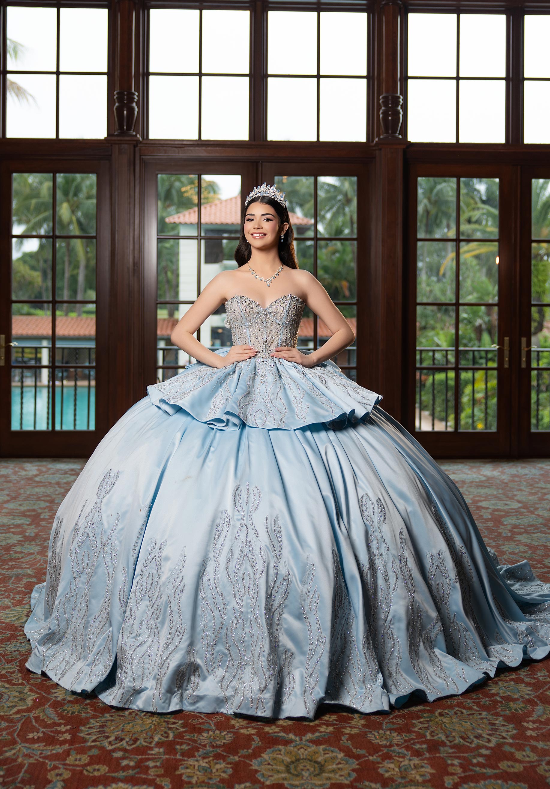 Off-the-Shoulder Floor-Length Tulle Quinceañera Ball Gown MGNY Madeline Gardner New York 4080030