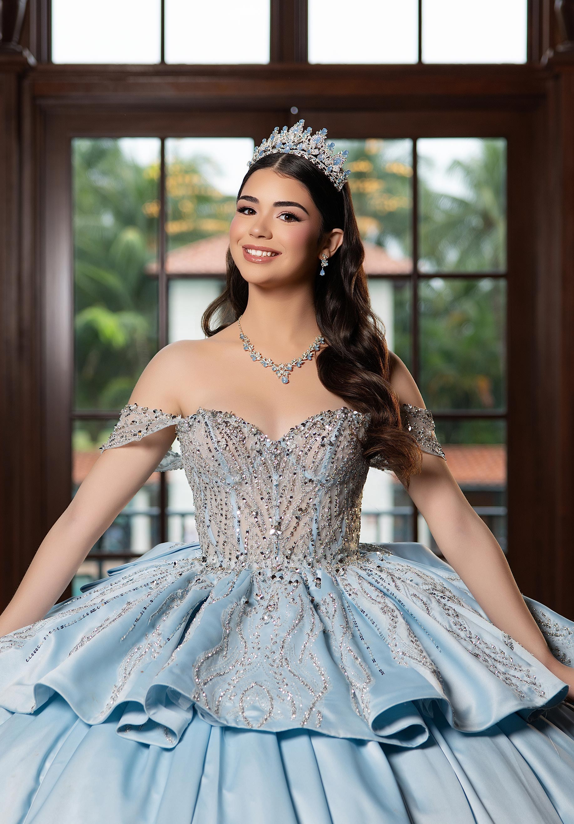 Off-the-Shoulder Floor-Length Tulle Quinceañera Ball Gown MGNY Madeline Gardner New York 4080030