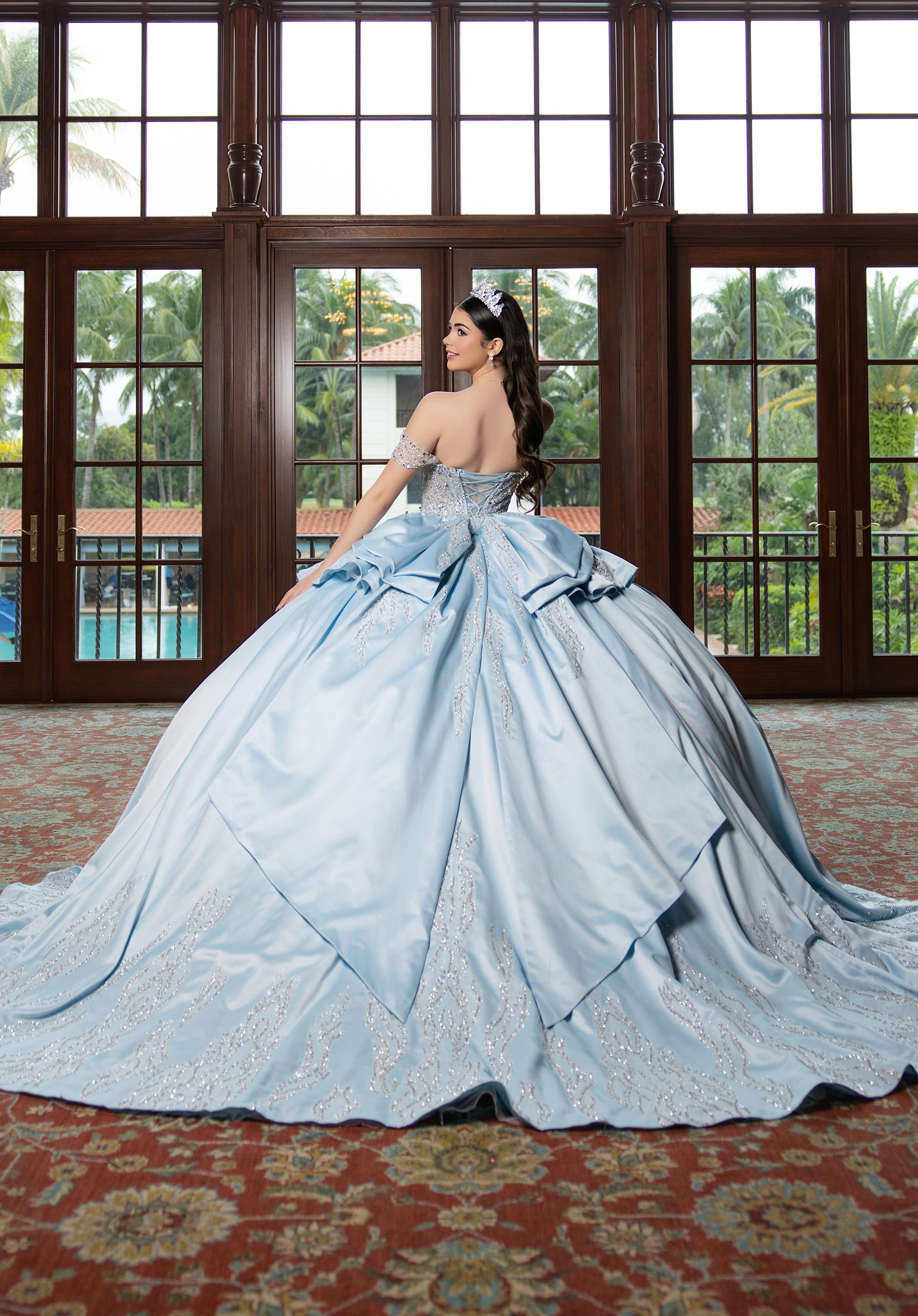 Off-the-Shoulder Floor-Length Tulle Quinceañera Ball Gown MGNY Madeline Gardner New York 4080030