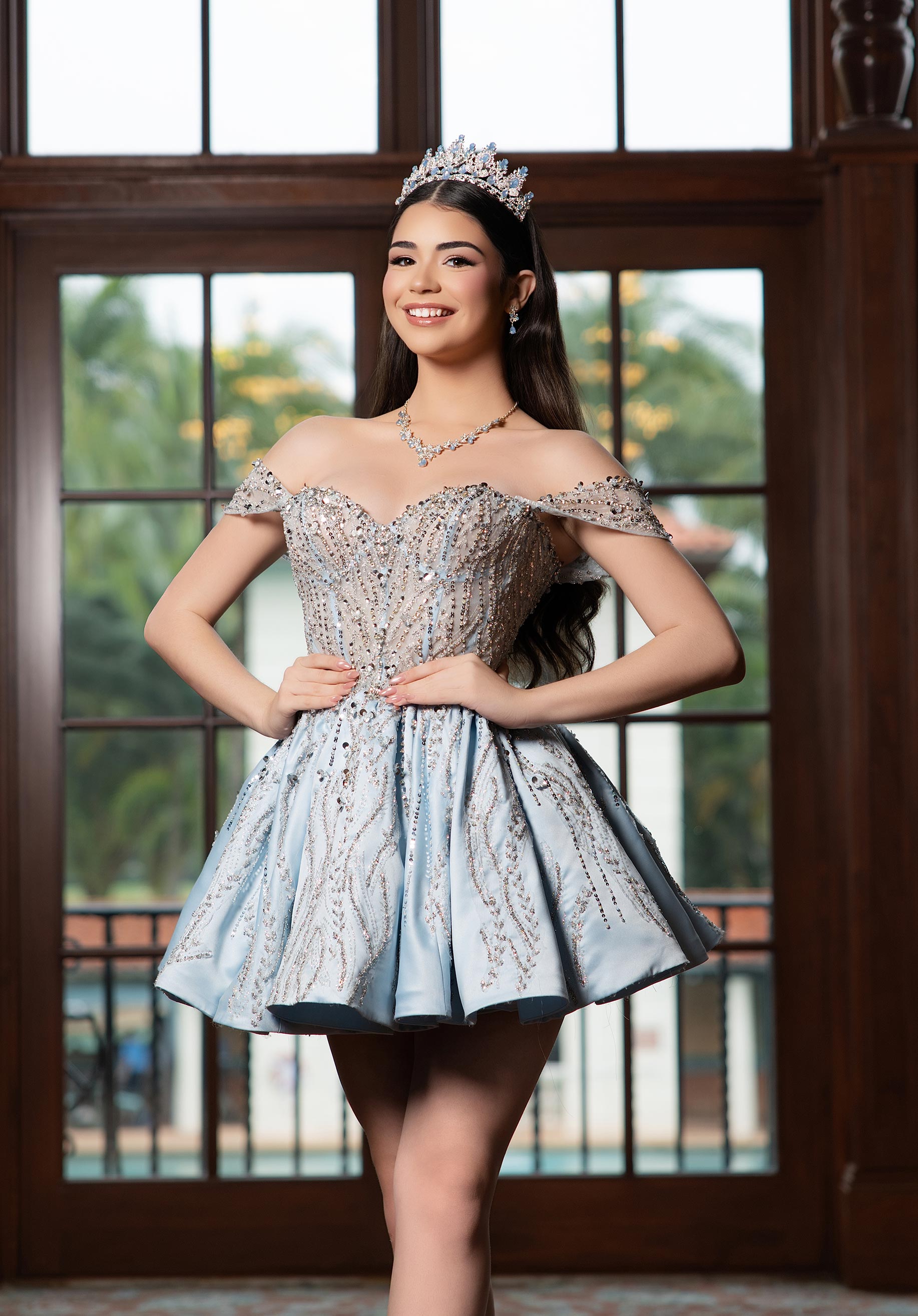 Off-the-Shoulder Floor-Length Tulle Quinceañera Ball Gown MGNY Madeline Gardner New York 4080030