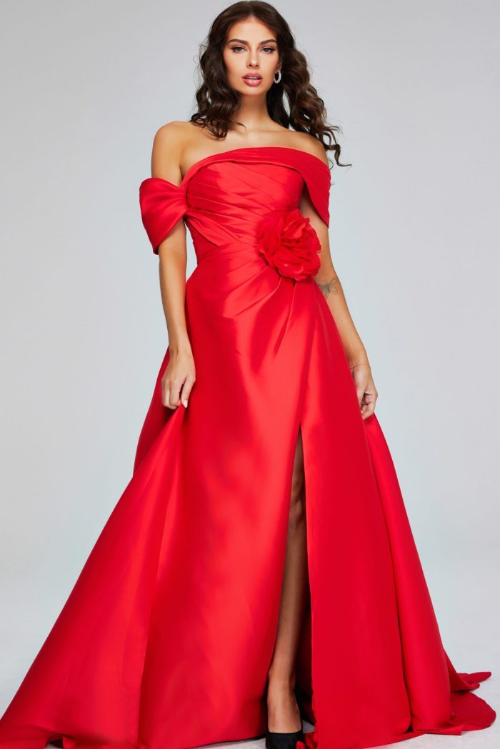 Prom Dresses Long Pleated Ball Gown Formal Prom Dress Red