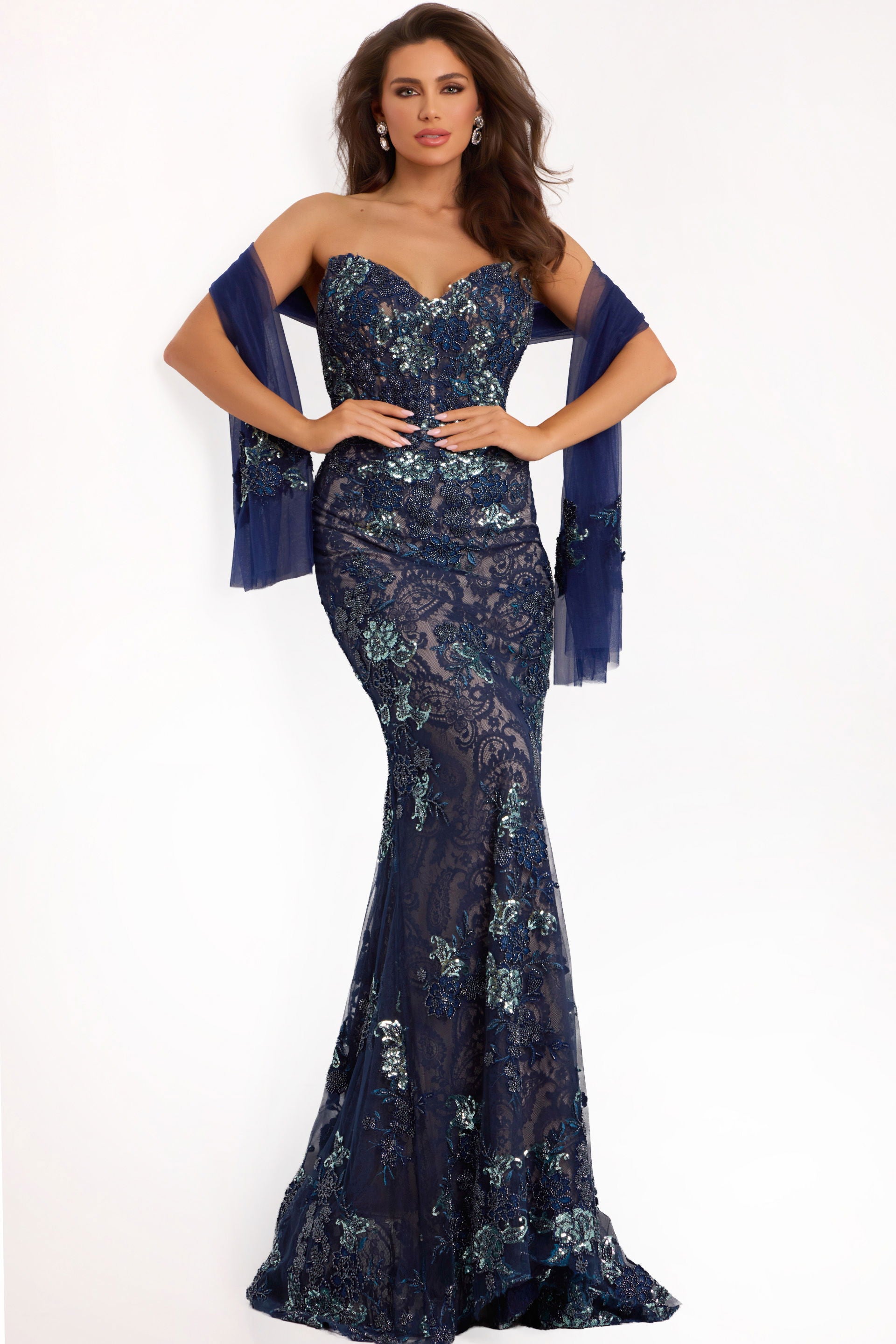 Formal Dresses Long Prom Formal Evening Mermaid Dress Jovani 40848 Navy