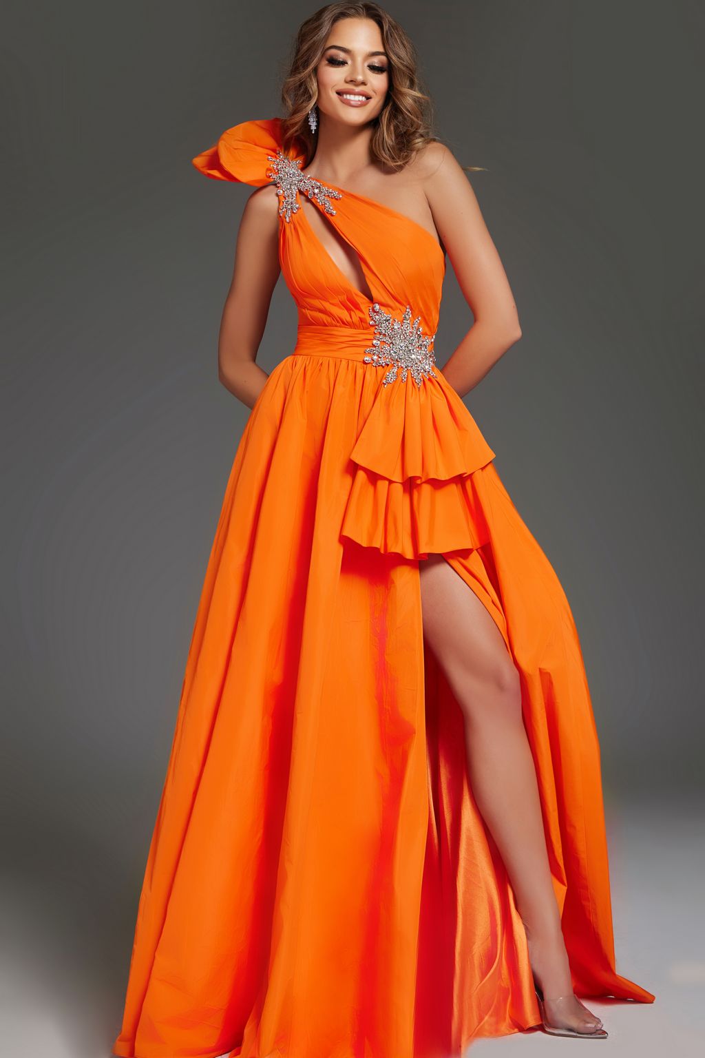 Prom Dresses A Line Long Formal Beaded Prom Dress Orange