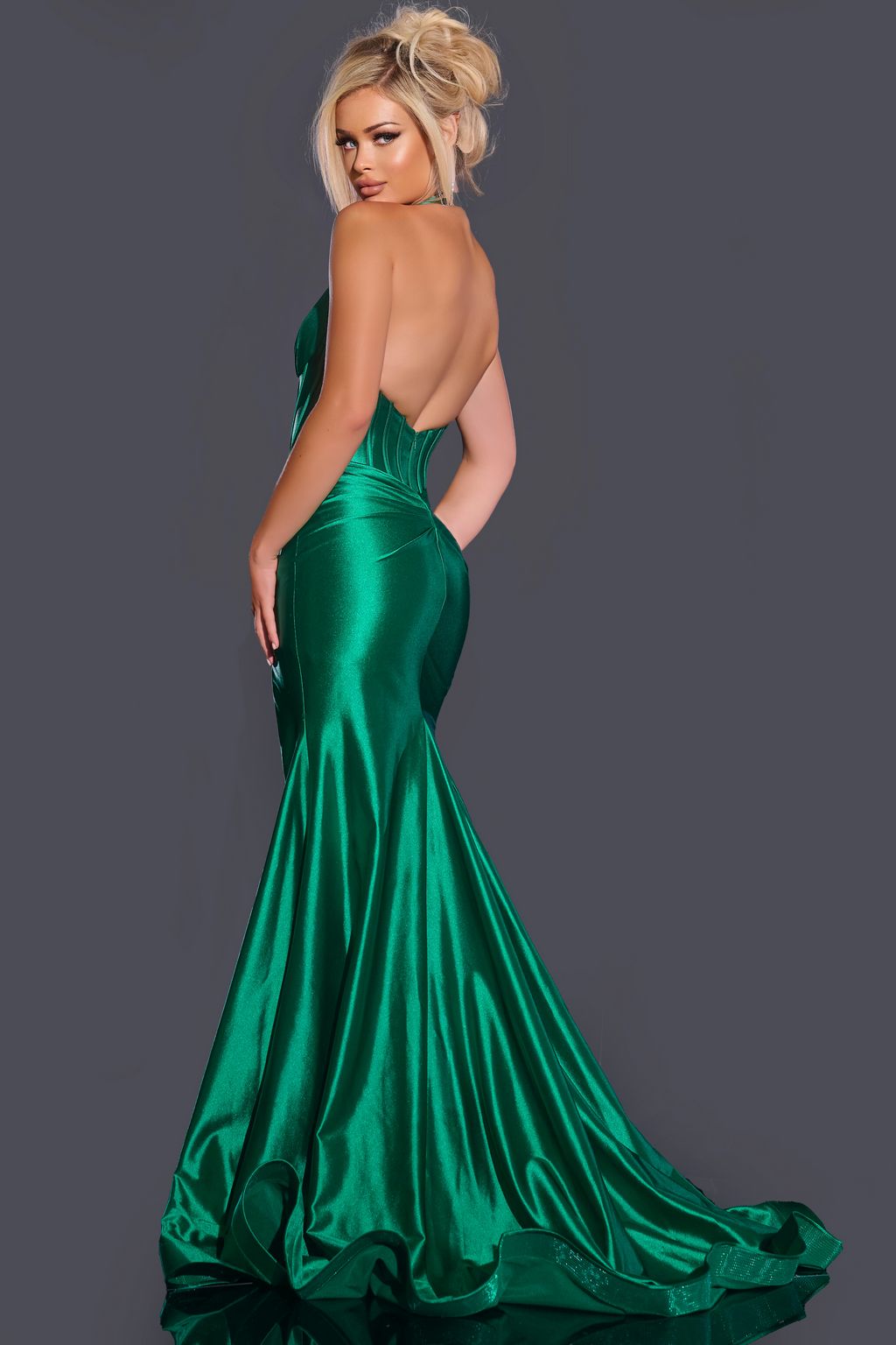 Prom Dresses Long Fitted Formal Corset Prom Dress Emerald