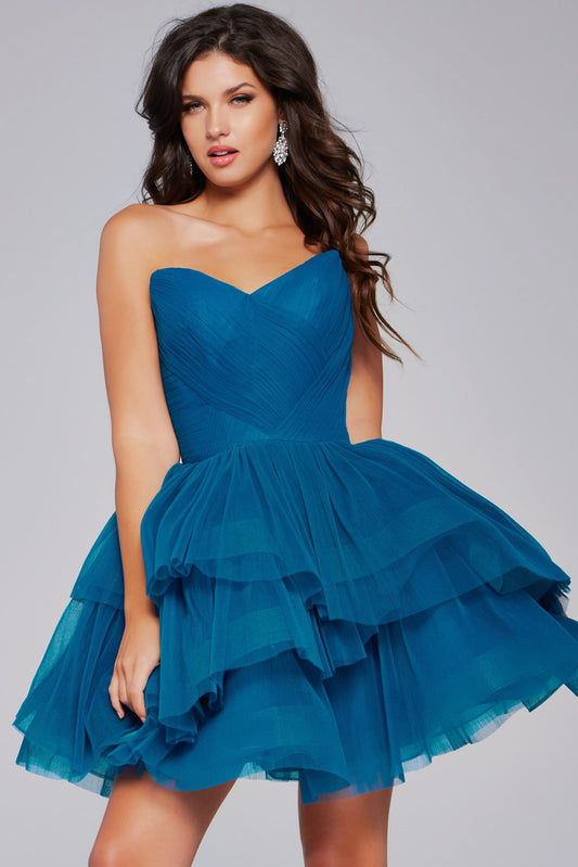 Cocktail Dresses Homecoming Short A Line Ruffled Cocktail Dress Peacock