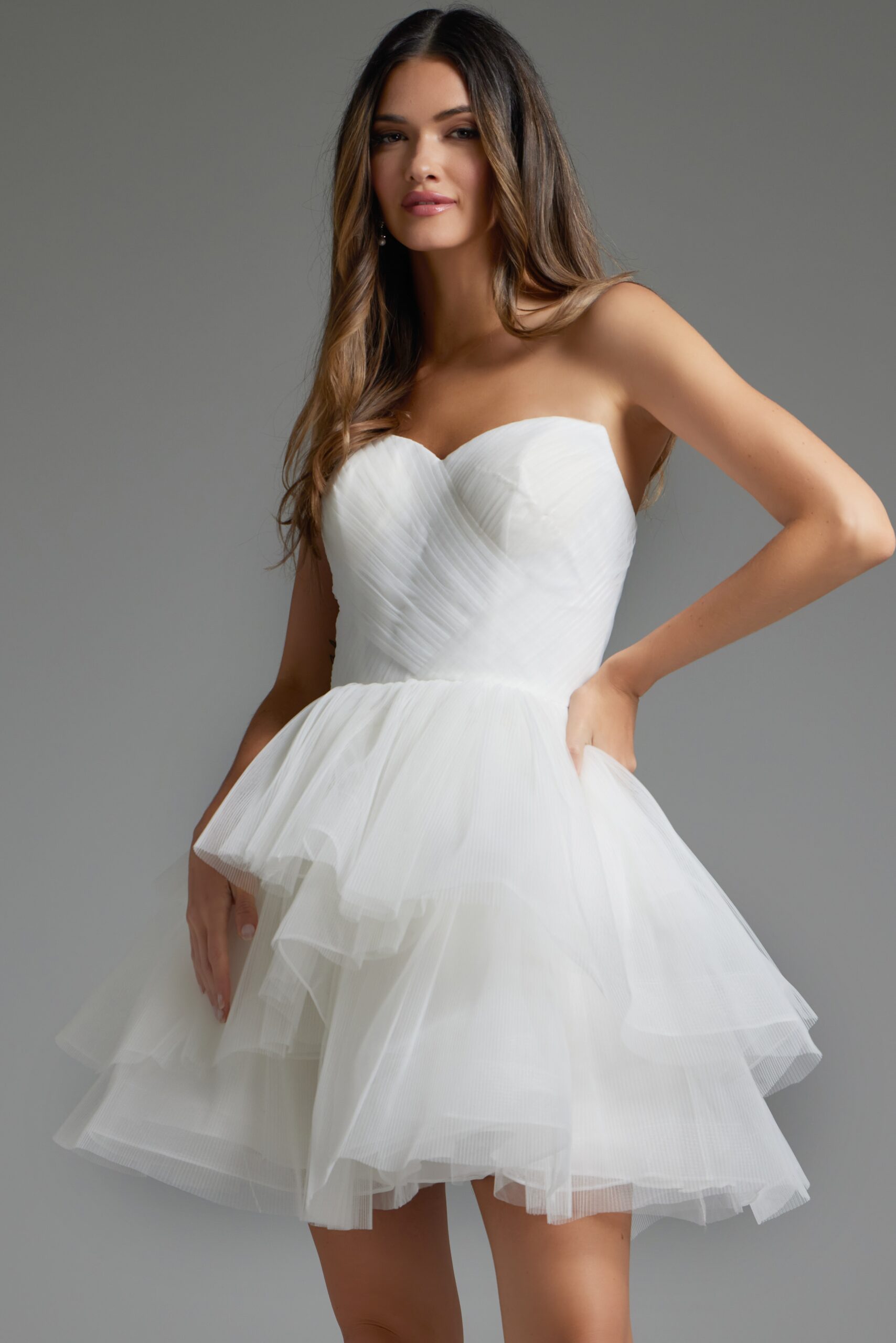 Cocktail Dresses Homecoming Short A Line Ruffled Cocktail Dress Off White