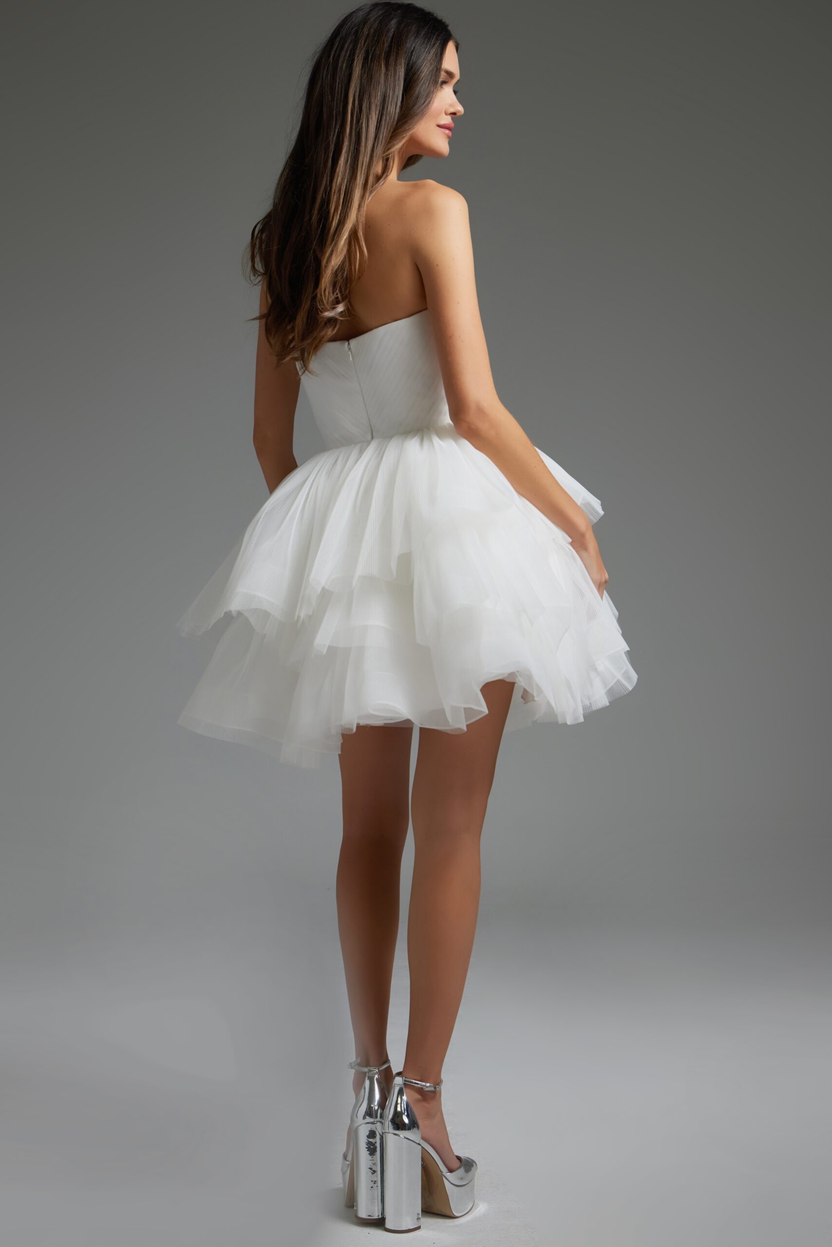 Cocktail Dresses Homecoming Short A Line Ruffled Cocktail Dress Off White