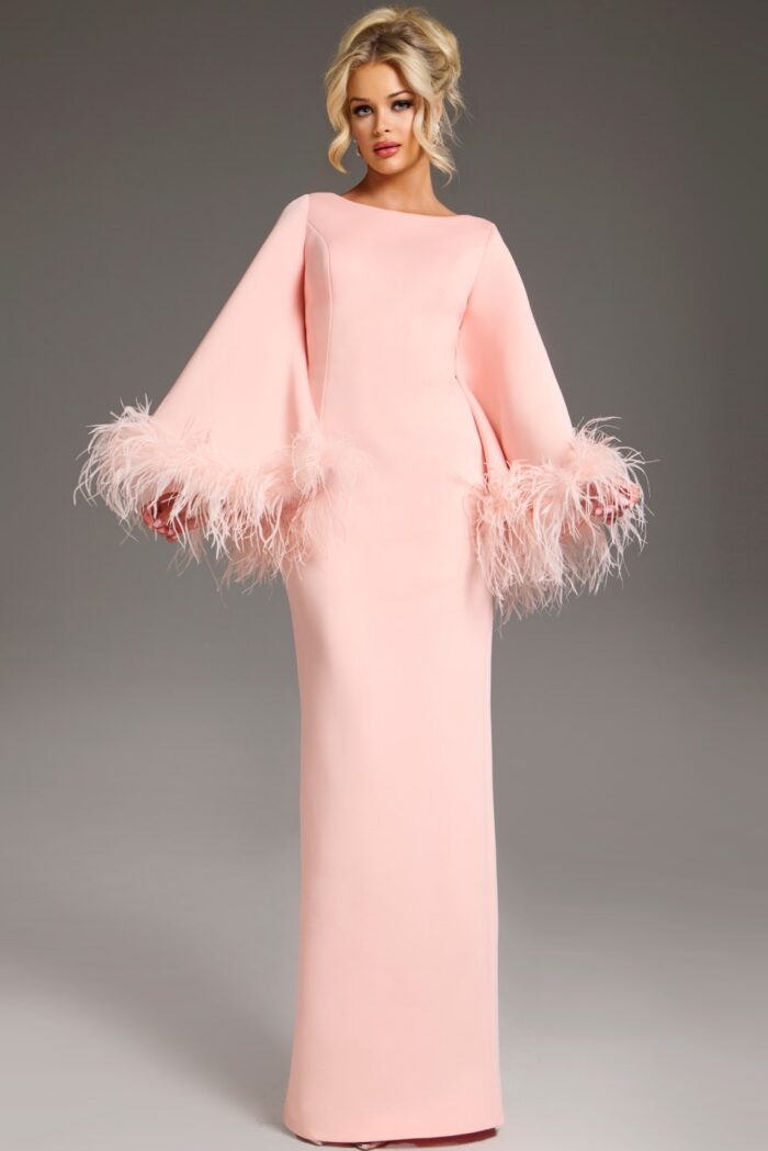 chinese dress ladies Long Ashley Dress W. Feather Trim main image 0