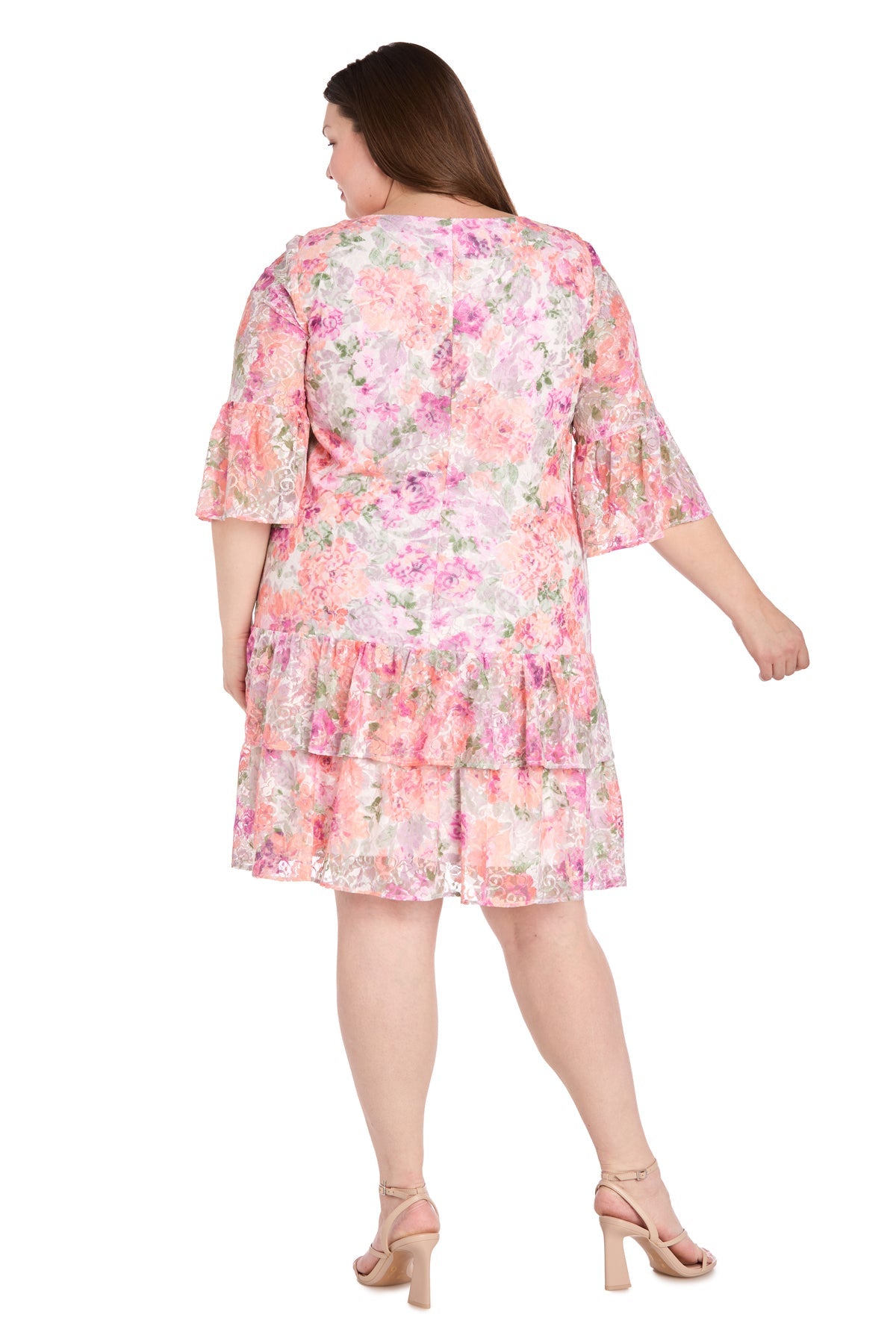 R&M Richards 4107W Short Floral Lace Plus Size Cocktail Dress